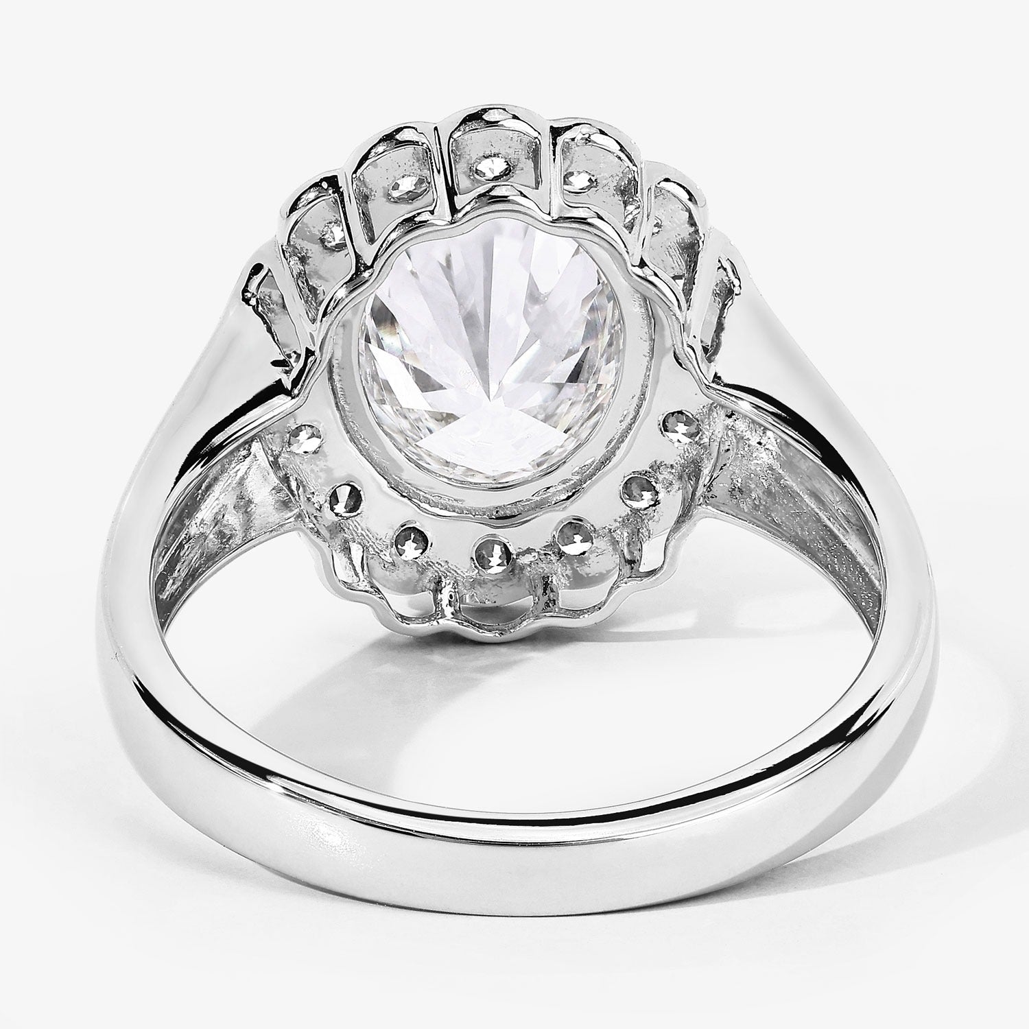 2.48 Ct Oval Lab Grown Diamond Prong Platinum Floral Halo Bridal Ring