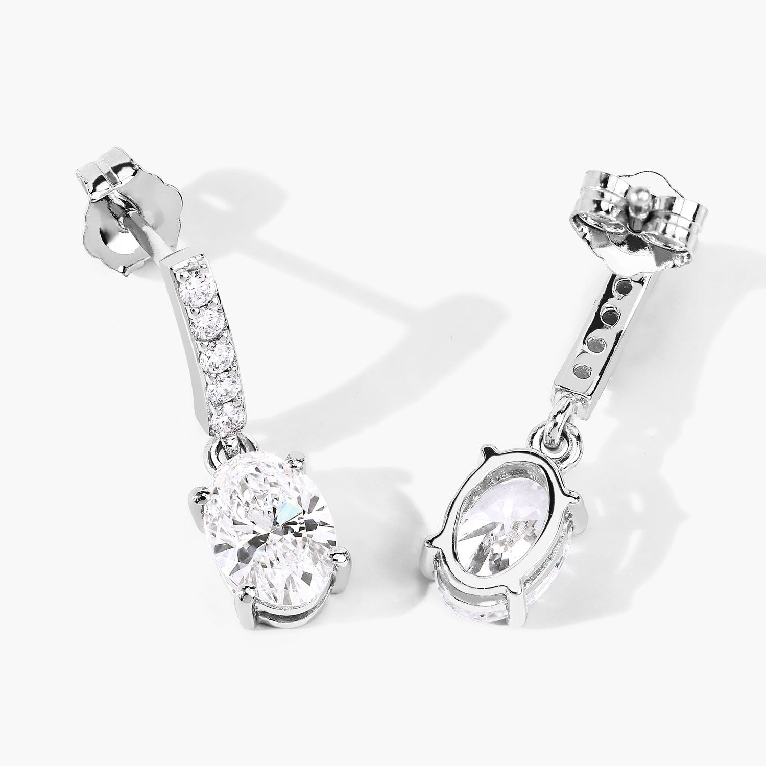 1.64 Ct Oval Lab Grown Diamond Prong Platinum Dangle Drop Bridal Earrings