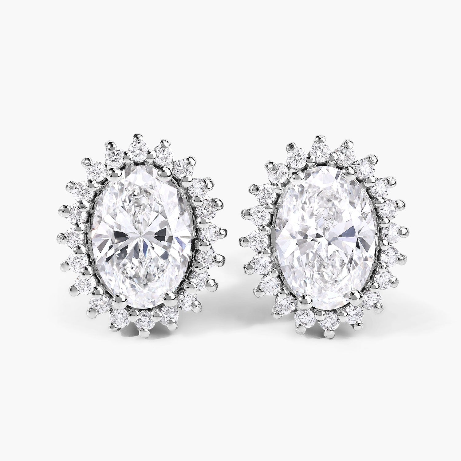 2.45 Ct Oval Lab Grown Diamond Prong Platinum Bridal Stud Earrings
