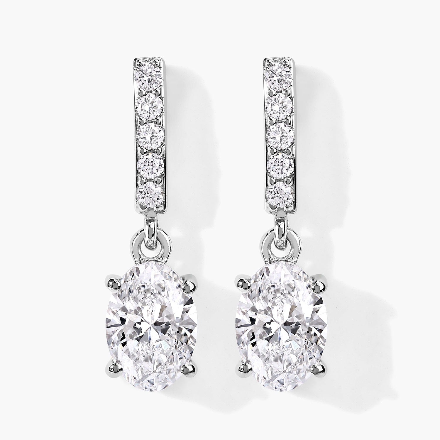 1.64 Ct Oval Lab Grown Diamond Prong Platinum Dangle Drop Bridal Earrings