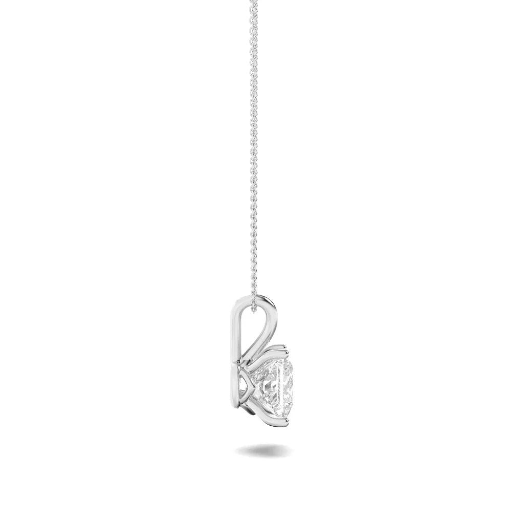 Princess (F/VS) Lab Grown Diamond Prong 14K White Gold Split Bale Solitaire Pendant Necklace