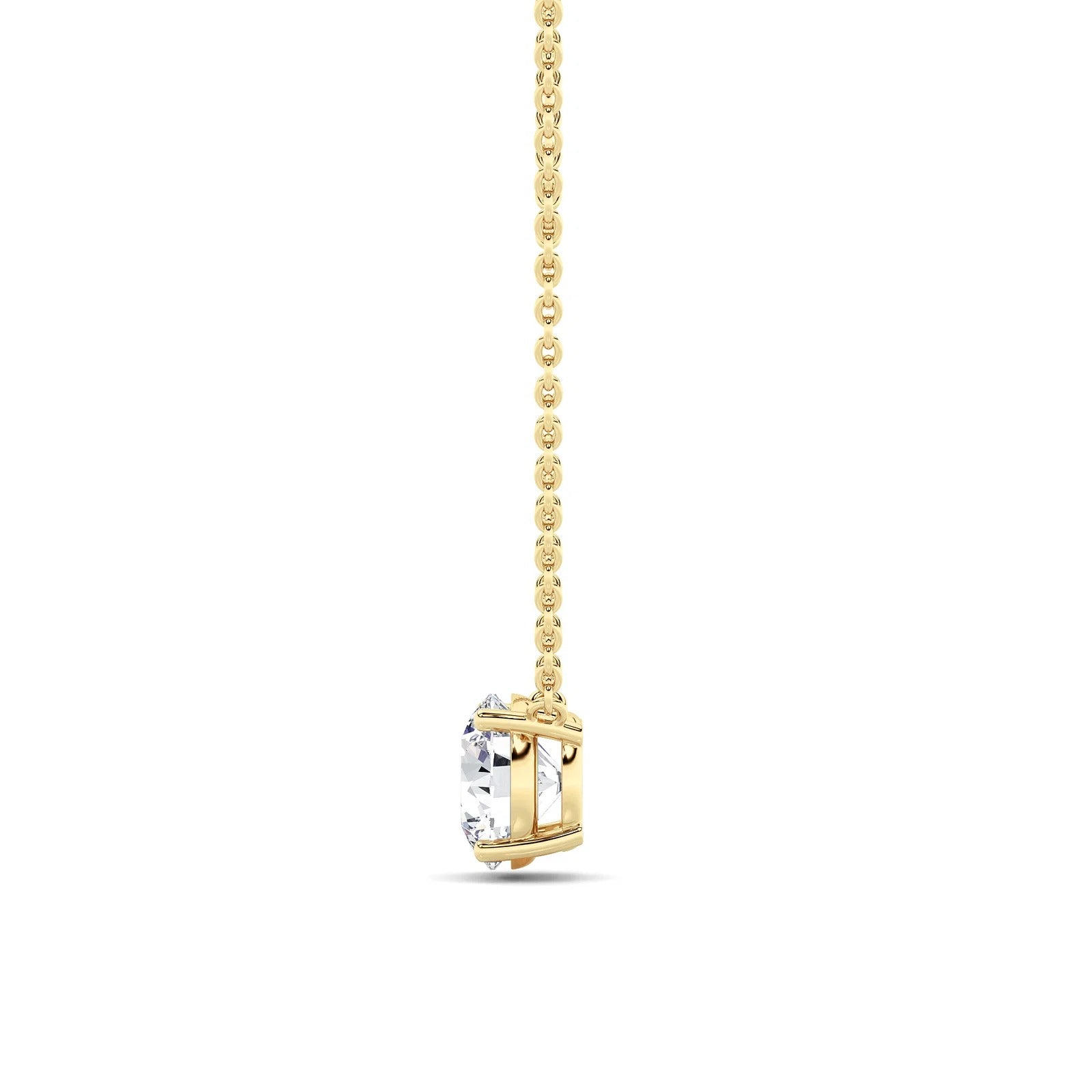Round Lab Grown Diamond Prong 14k Yellow Gold Solitaire Pendant Necklace