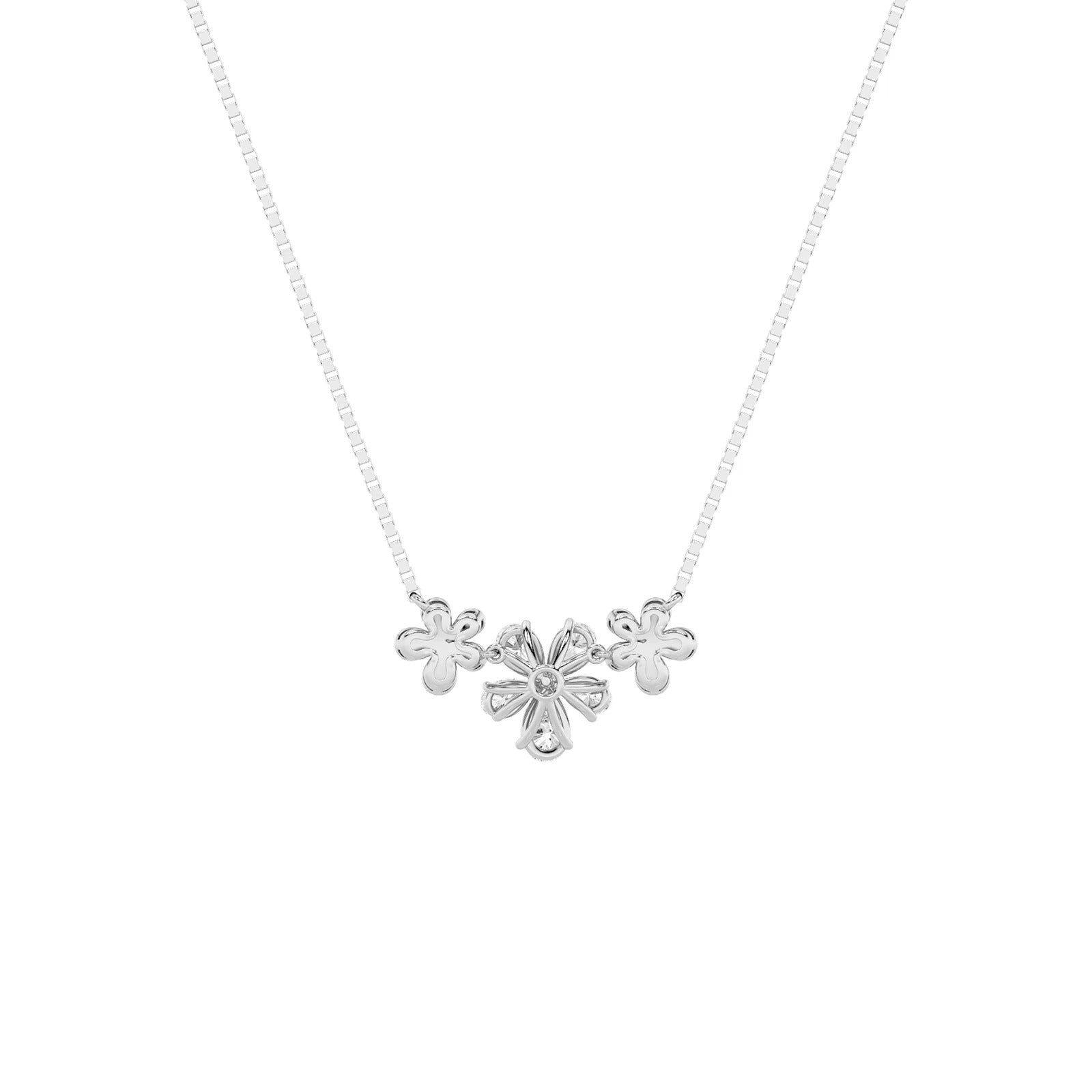 2.0 Ct Pear (F/VS) Lab Grown Diamond Prong 10K White Gold Fancy Floral Pendant Necklace