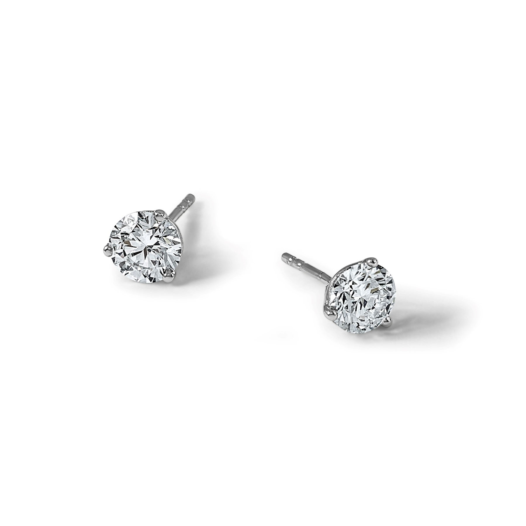 14K White Gold Lab Grown Diamond Round Shaped Stud Earrings