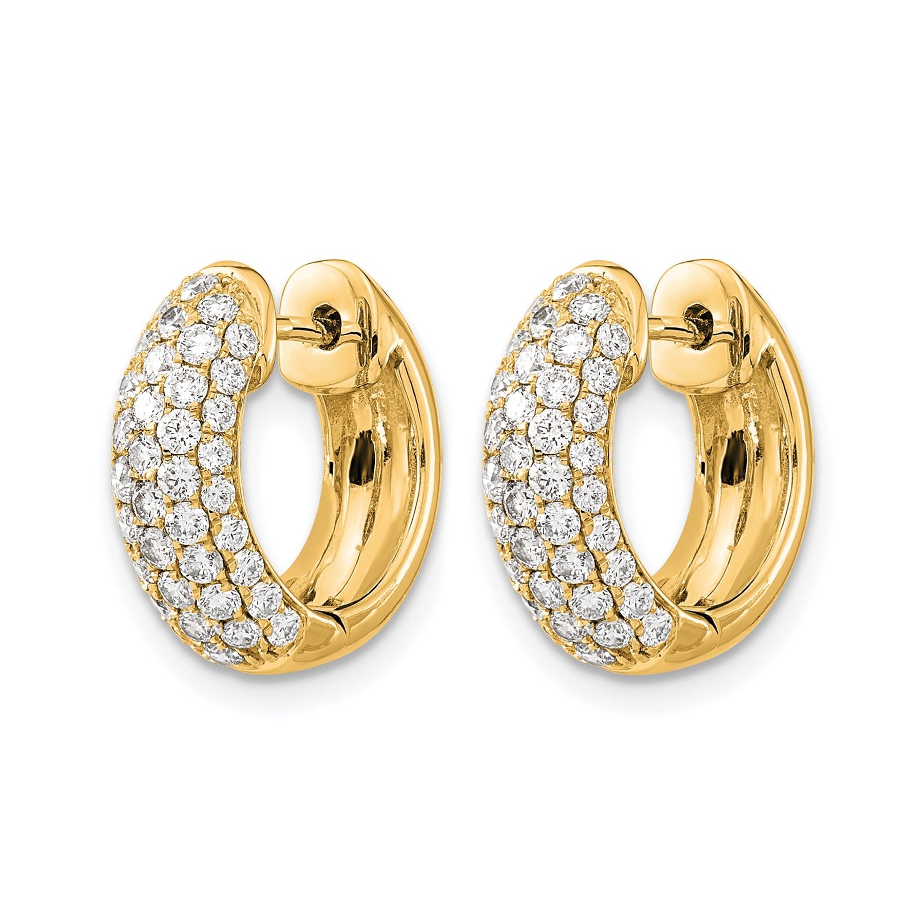 14k Gold Lab Grown Diamond Hinged Hoop Earrings