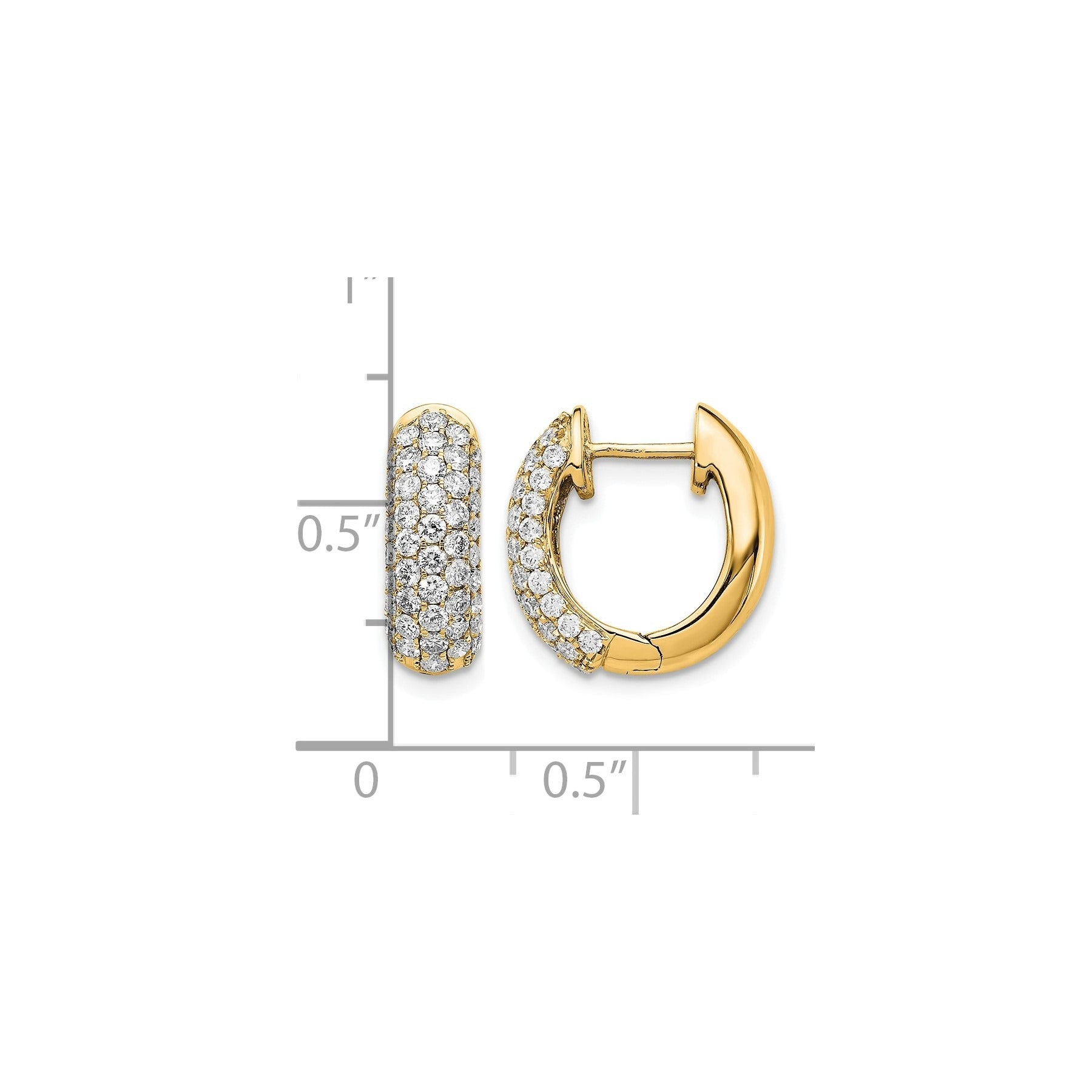 14k Gold Lab Grown Diamond Hinged Hoop Earrings