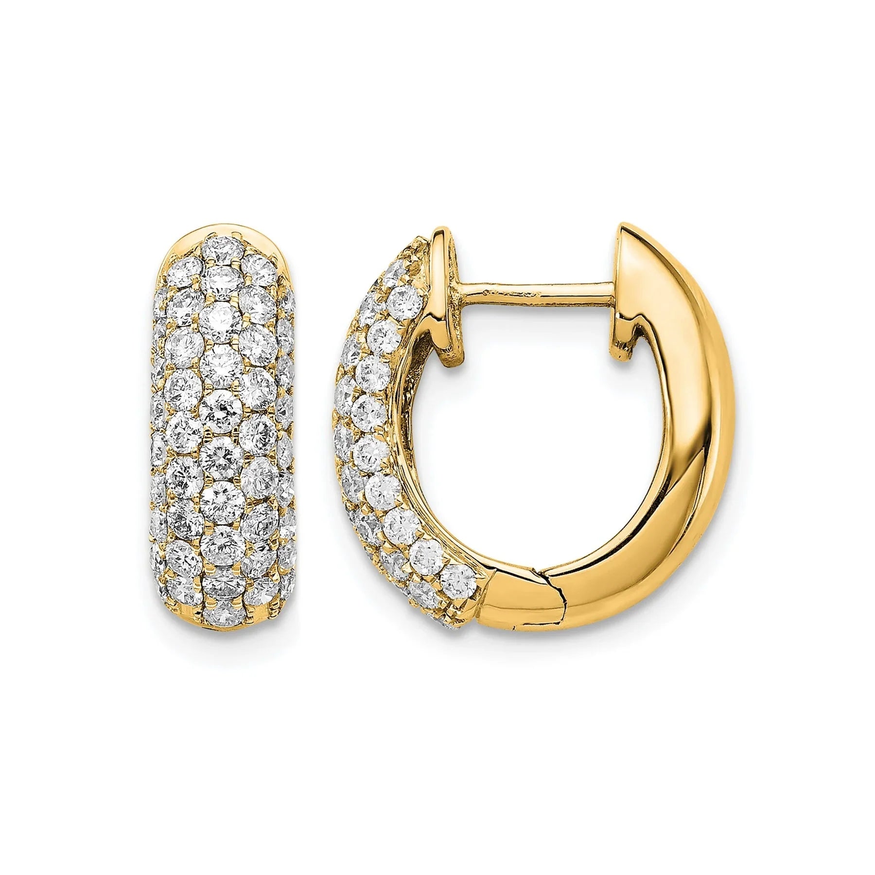 Lab Diamond Hinged Hoop 14k Gold Earrings - Fine Diamond
