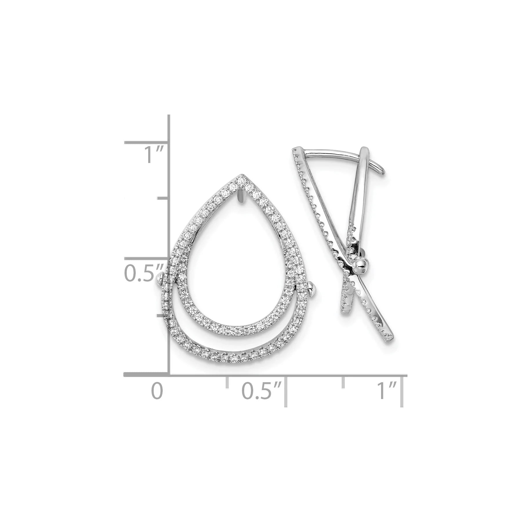 14K White Gold Lab Grown Diamond Teardrop Fashion Hinged Earrings - Fine Diamond