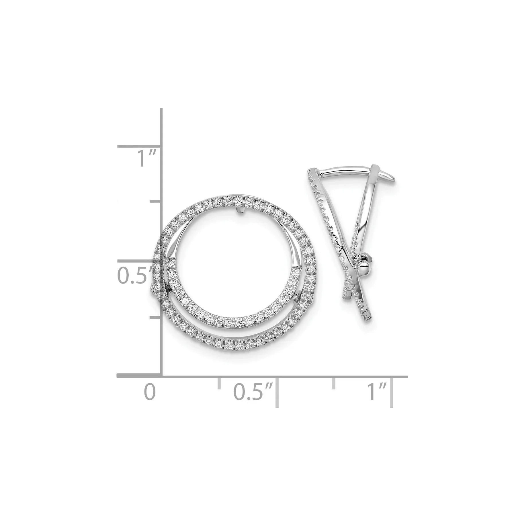 14K White Gold Lab Grown Diamond Circle Fashion Hinged Earrings - Fine Diamond