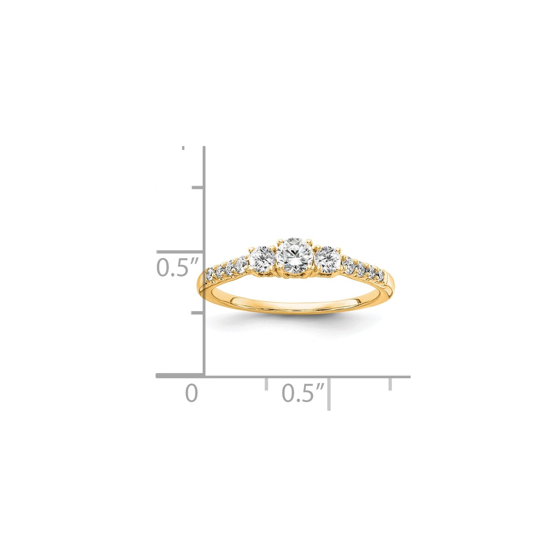 14k Gold Lab Grown Diamond 3-Stone Engagement Ring - Fine Diamond