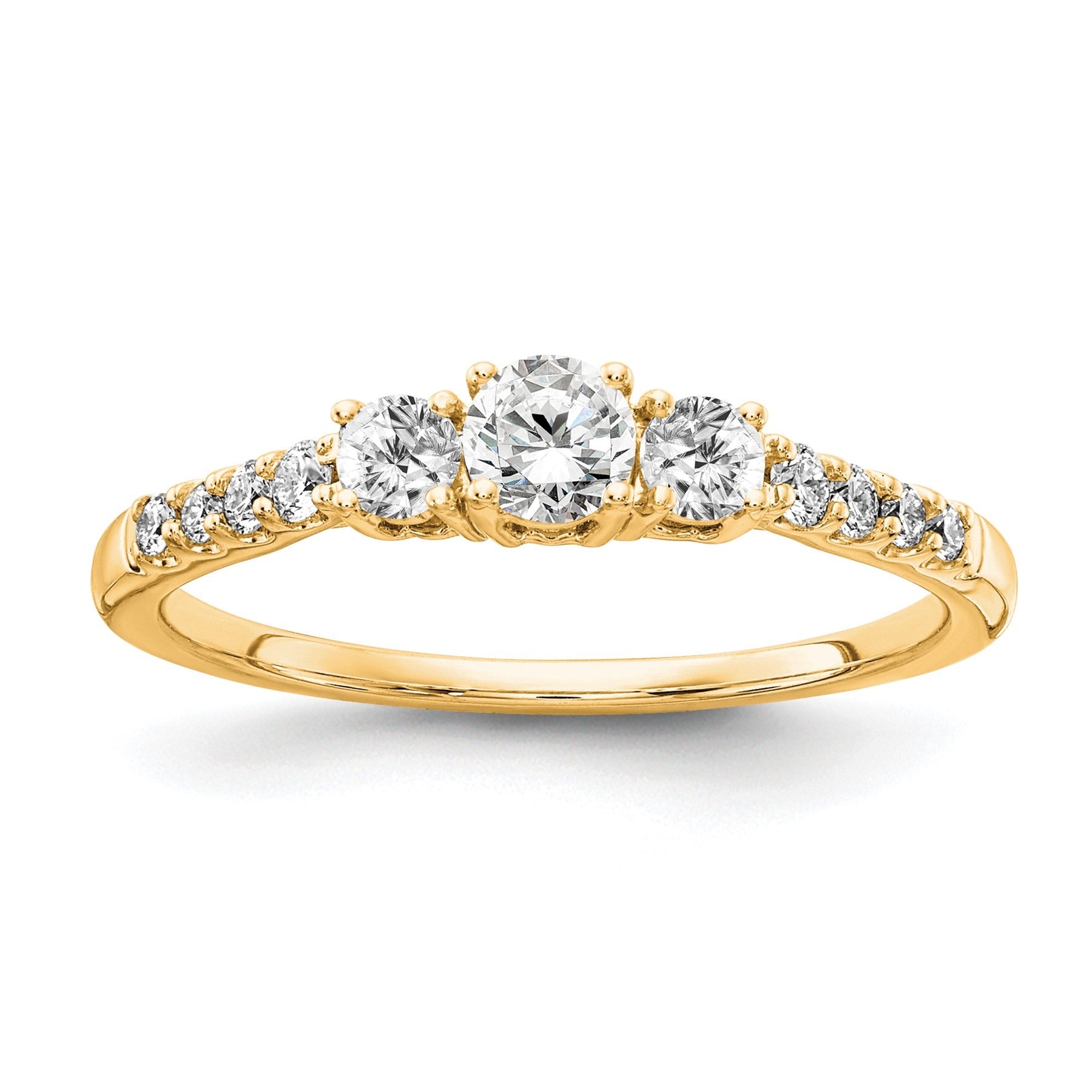 14k Gold Lab Grown Diamond 3-Stone Engagement Ring - Fine Diamond