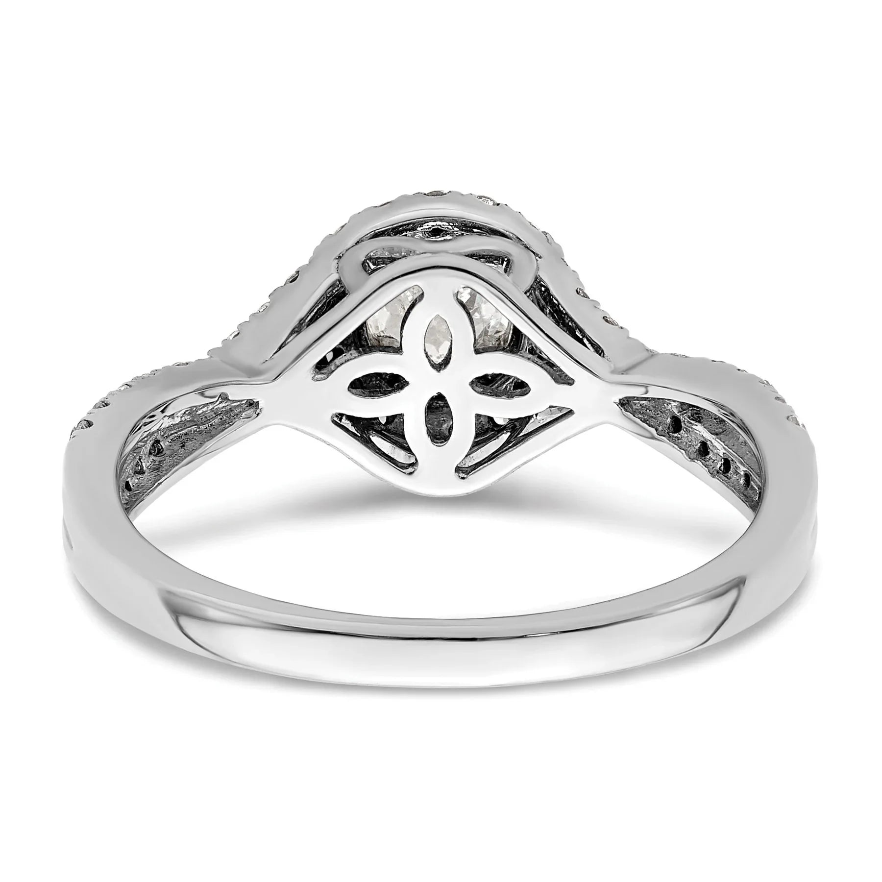 Lab Grown Diamond Round Criss Cross Halo Semi Mount Ring 0.25 ct - Fine Diamond