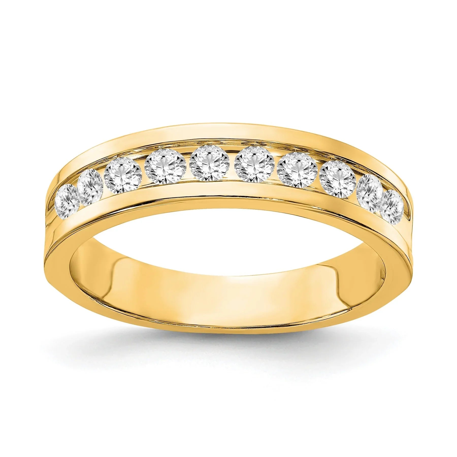 10K Yellow Gold Lab Grown Diamond Men Wedding Band 0.93 Ct - Fine Diamond