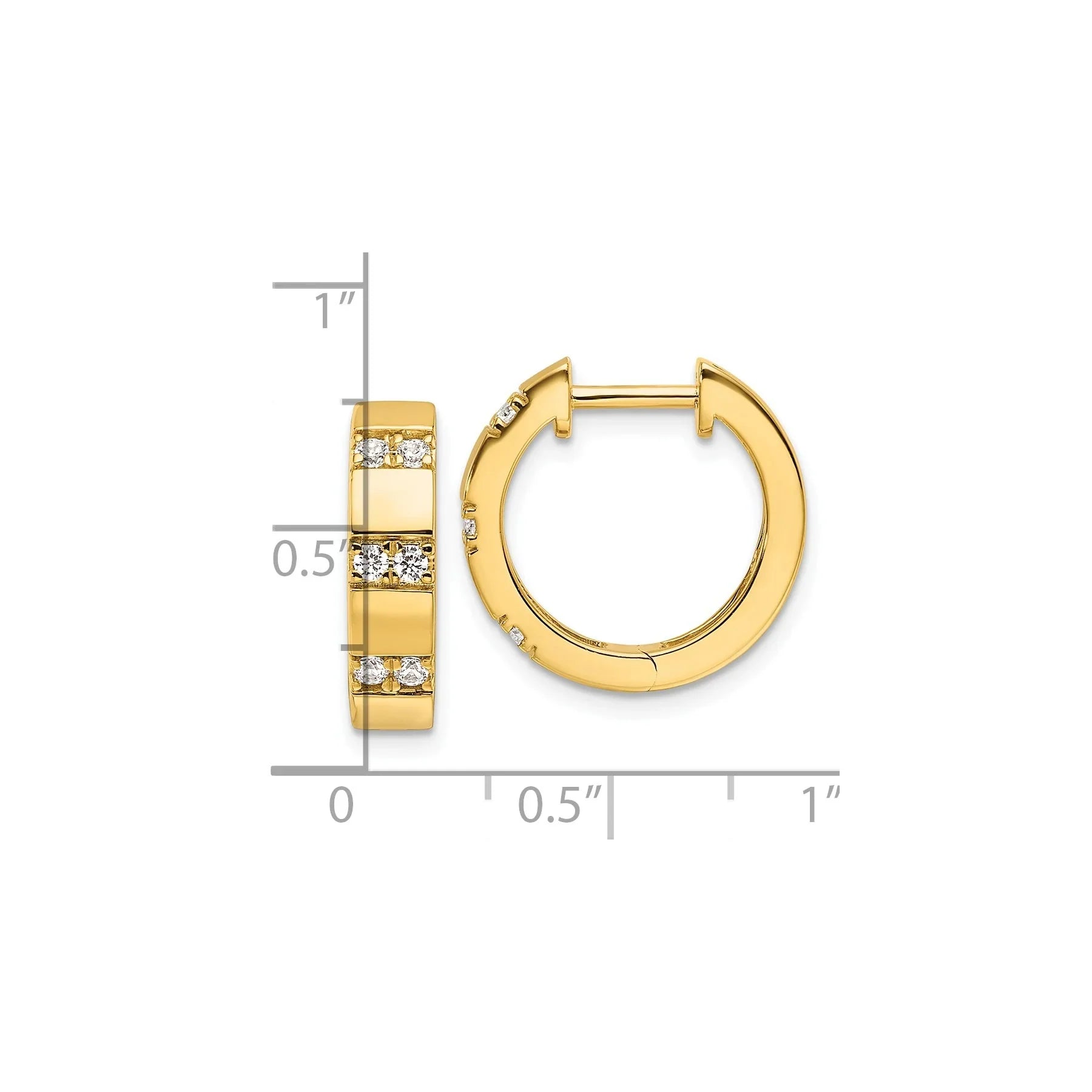 14k Yellow Gold Lab Grown Diamond Hinged Hoop Earring - Fine Diamond