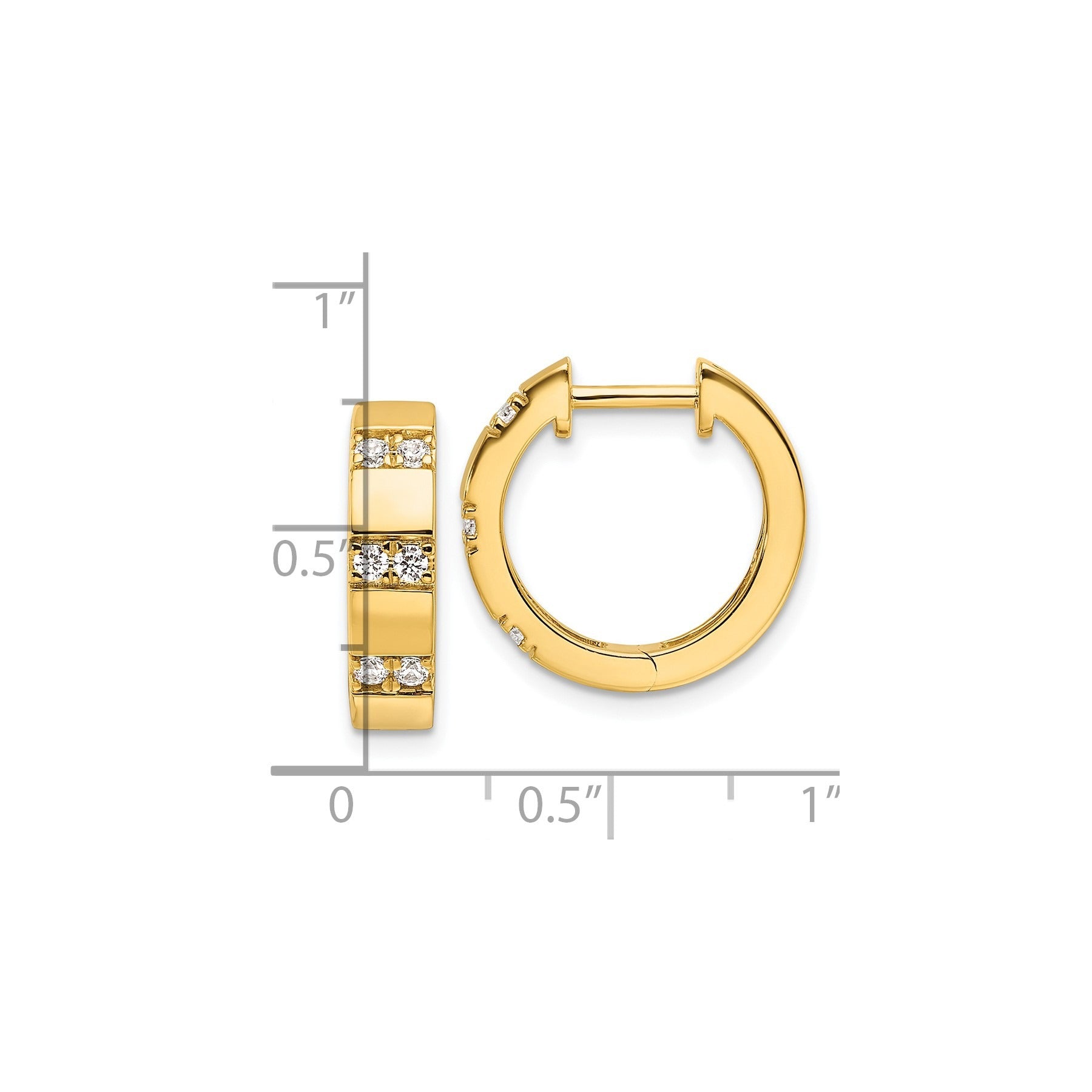 14k Yellow Gold Lab Grown Diamond Hinged Hoops