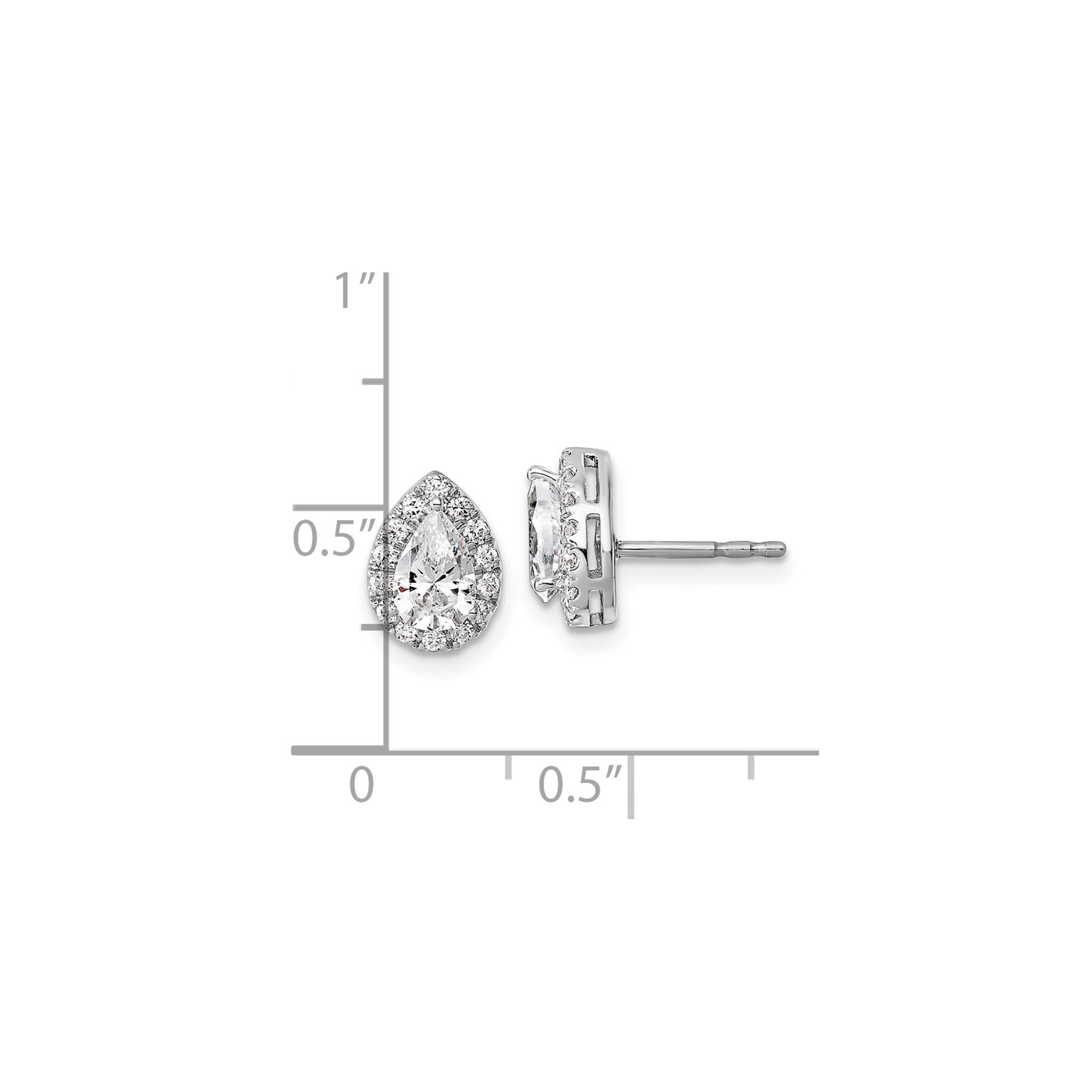 14k White Gold Lab Grown Diamond Semi-Mount Pear Halo Earrings 0.25 Ct