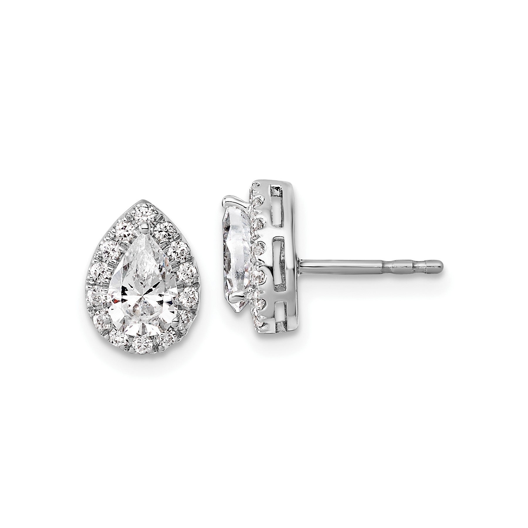 14k White Gold Lab Grown Diamond Semi-Mount Pear Halo Earrings 0.25 Ct