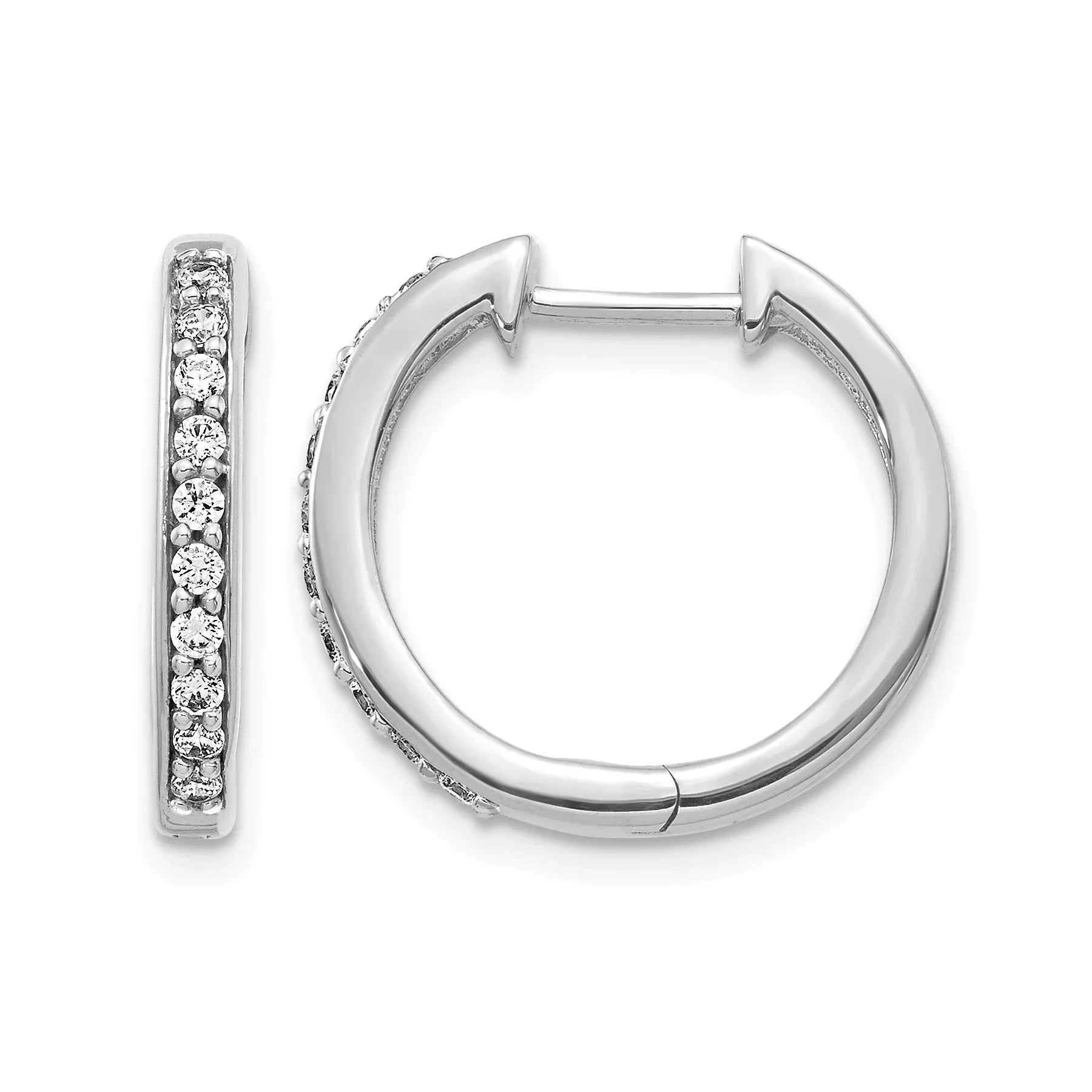 14k Gold Lab Grown Diamond Hinged Hoop Earrings - Fine Diamond