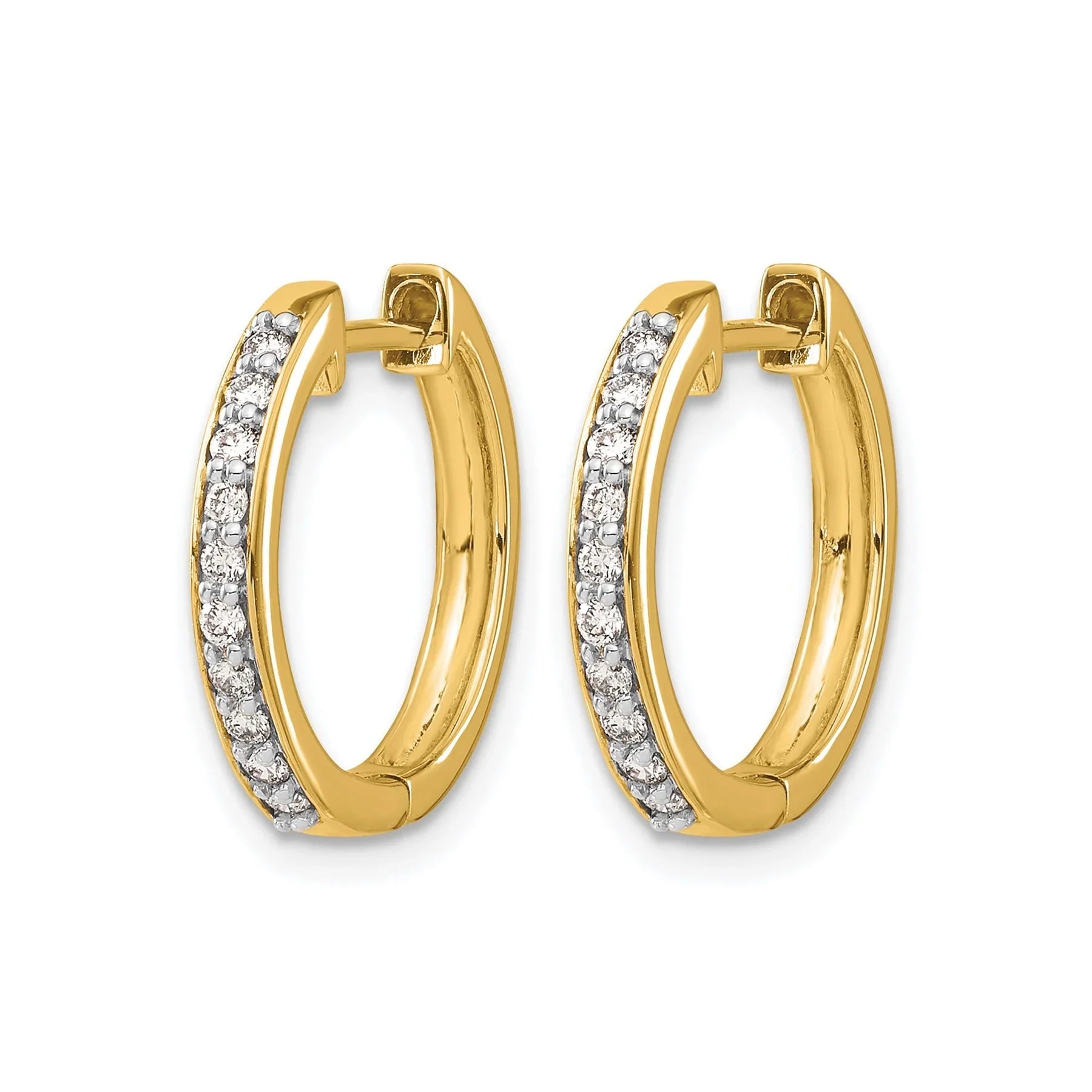 14k Gold Lab Grown Diamond Hinged Hoop Earrings - Fine Diamond
