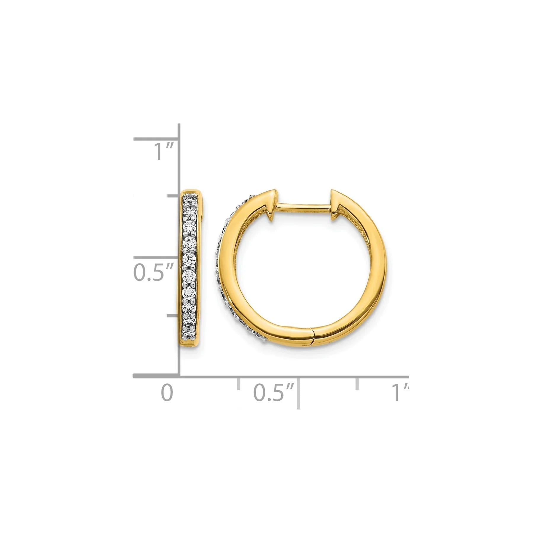 14k Gold Lab Grown Diamond Hinged Hoop Earrings - Fine Diamond