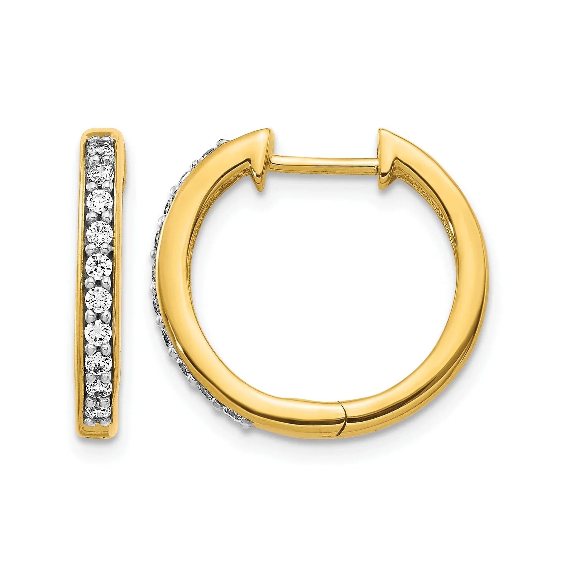 14k Gold Lab Grown Diamond Hinged Hoop Earrings - Fine Diamond