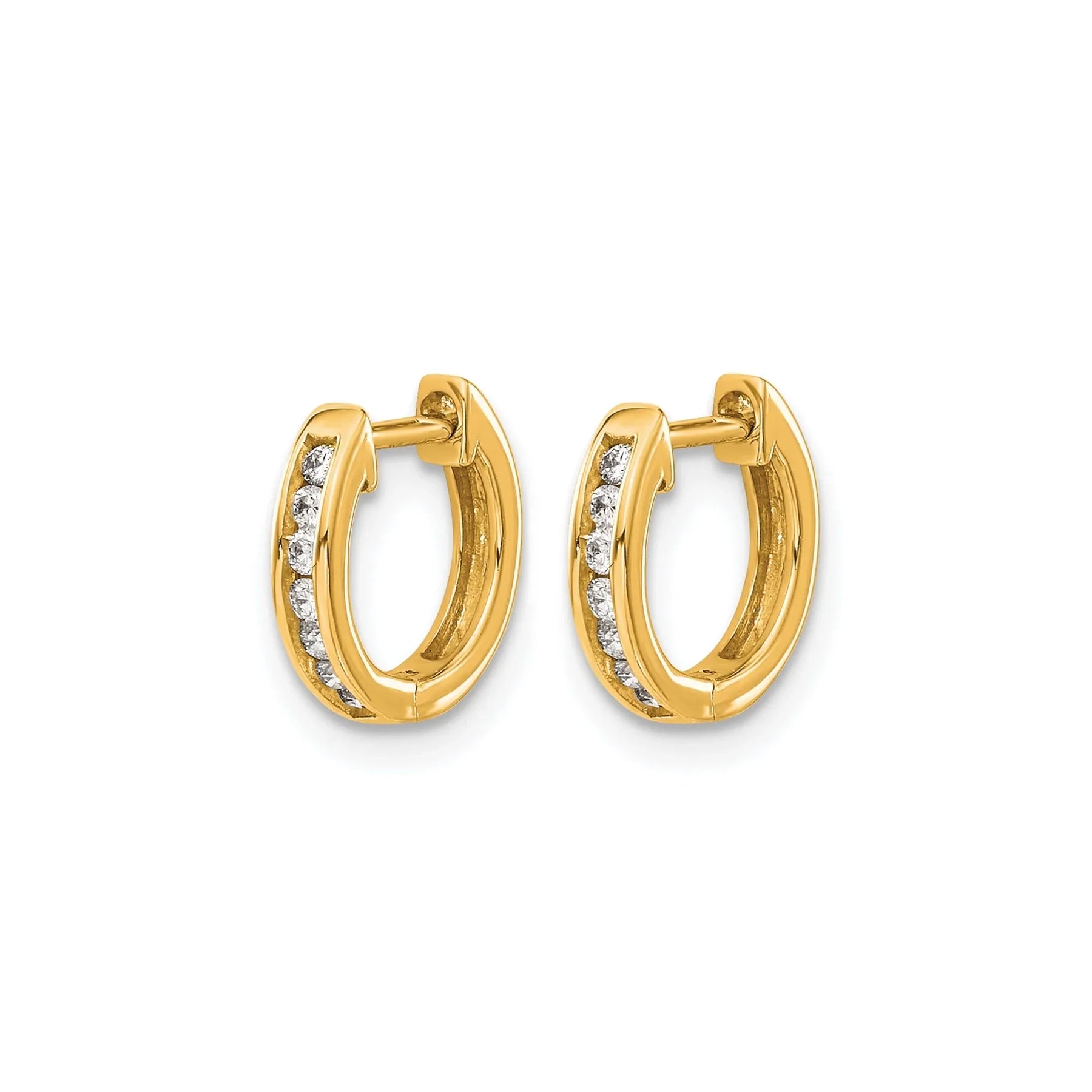 Lab Grown Diamond Hinged Hoop 14k Gold Earrings - Fine Diamond