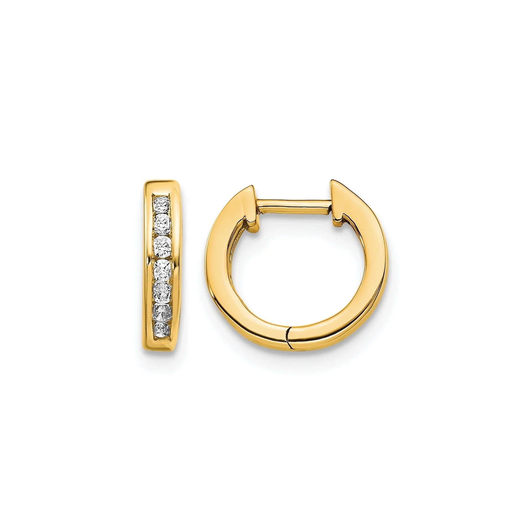 Lab Grown Diamond Hinged Hoop 14k Gold Earrings - Fine Diamond