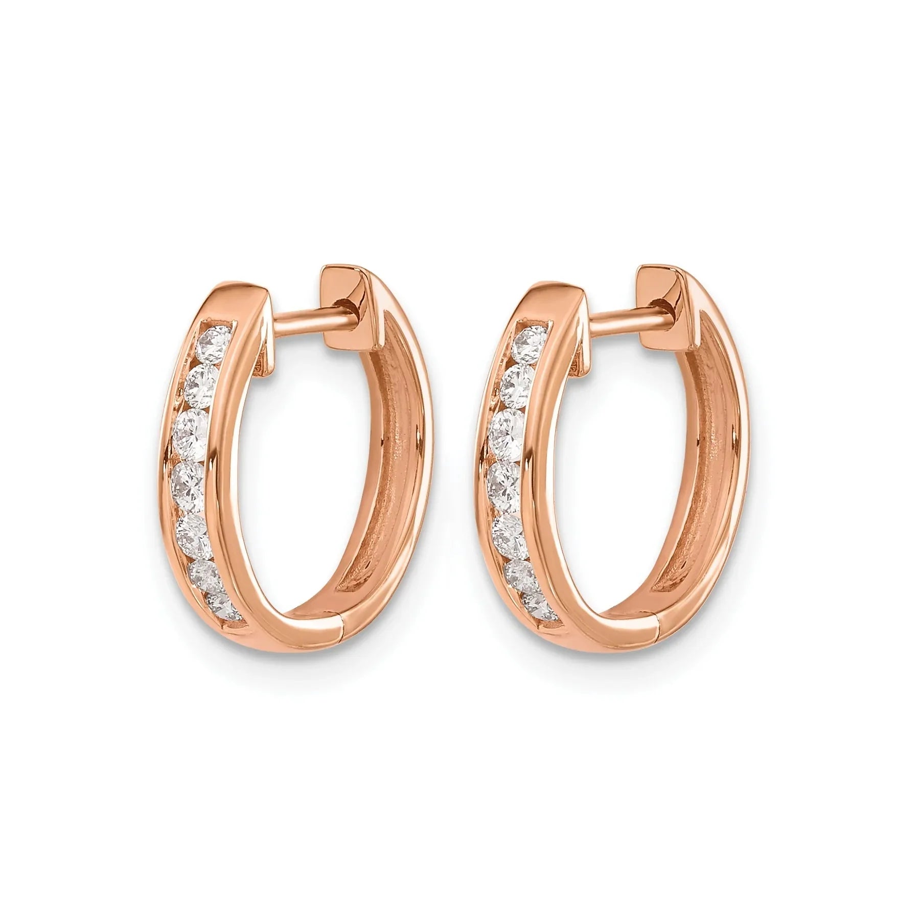 14k Gold Lab Grown Diamond Hinged Hoop Earrings - Fine Diamond