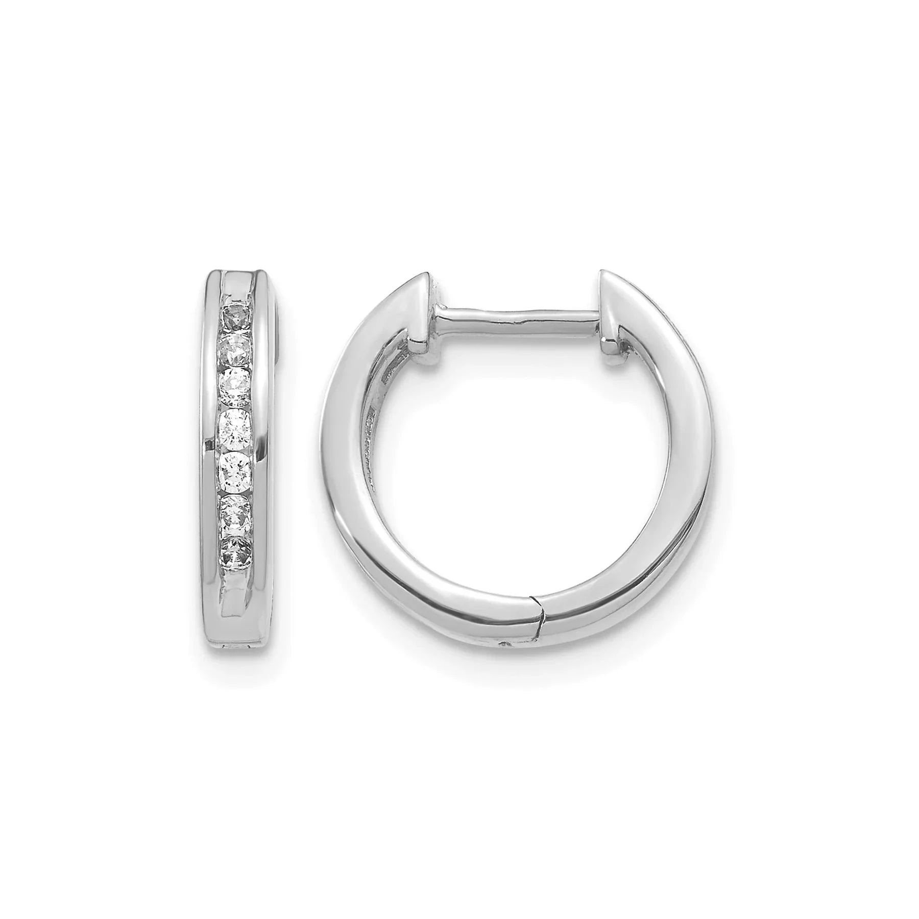 14k Gold Lab Grown Diamond Hinged Hoop Earrings - Fine Diamond