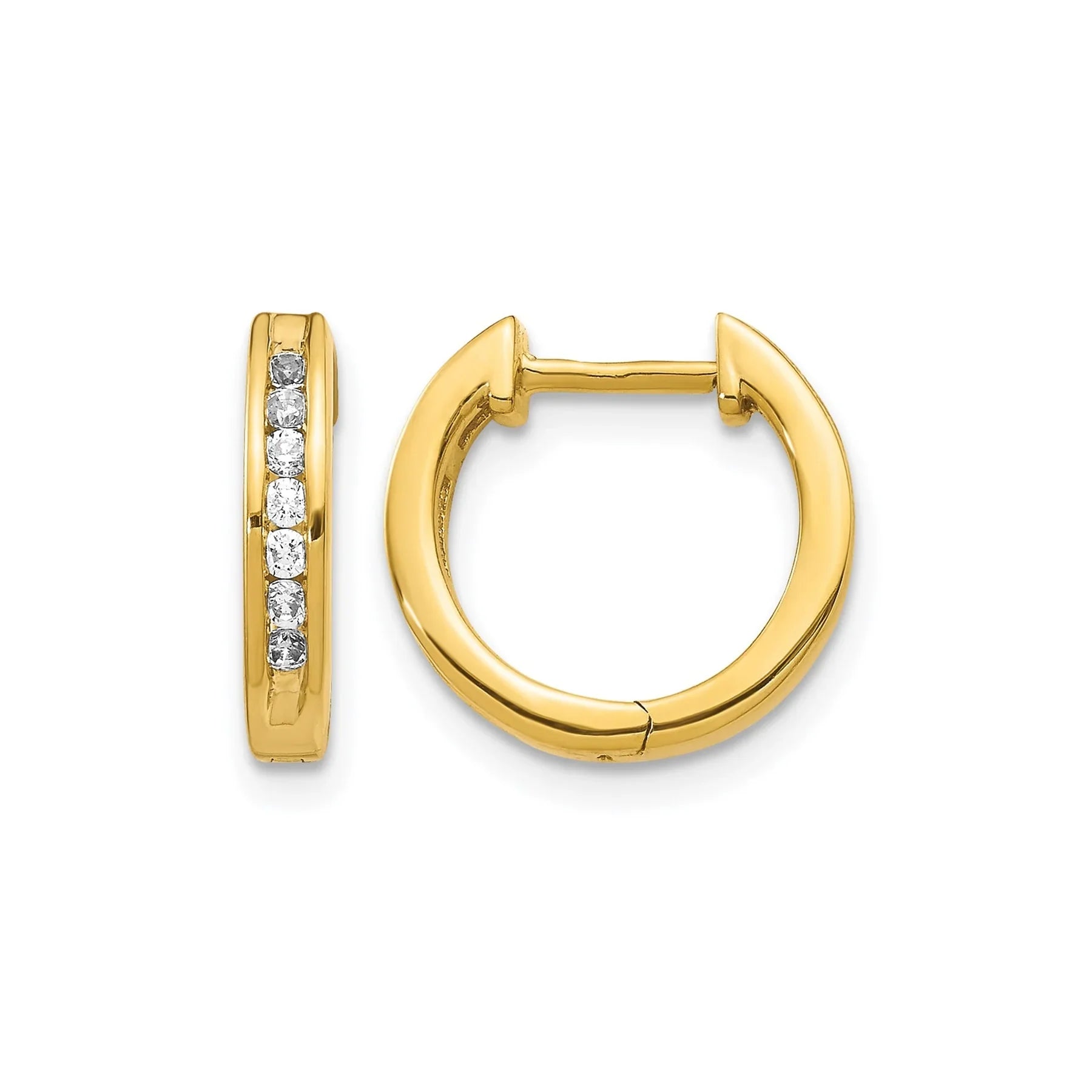 14k Gold Lab Grown Diamond Hinged Hoop Earrings - Fine Diamond