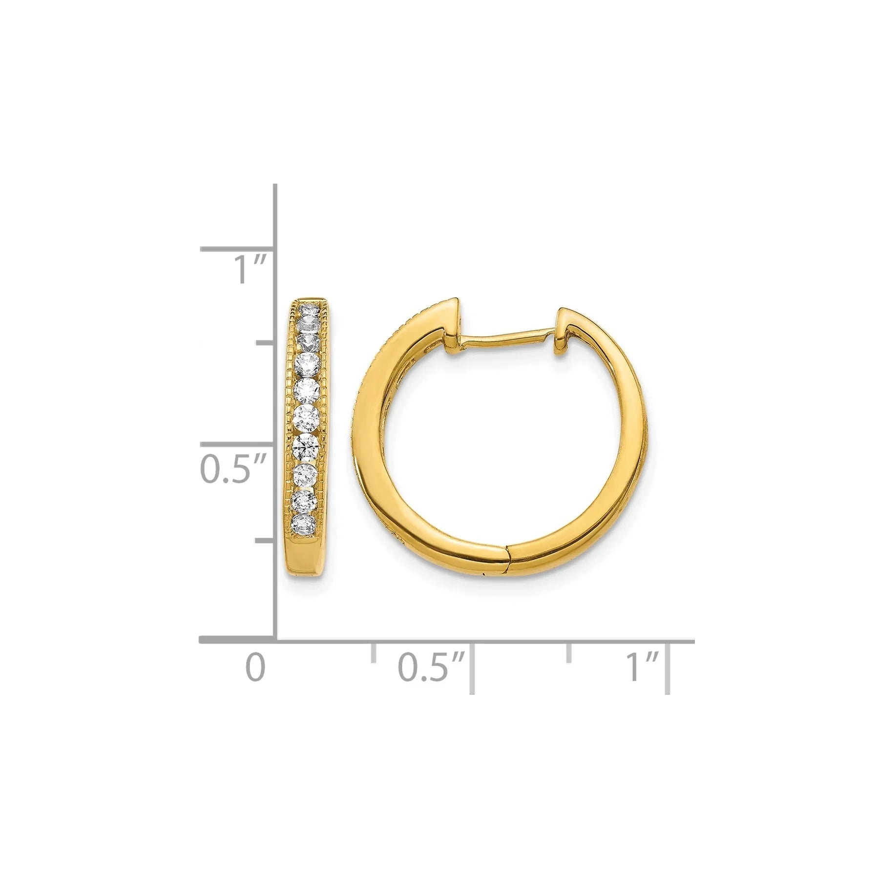 14k Yellow Gold Lab Grown Diamond Hinged Hoop Earrings - Fine Diamond