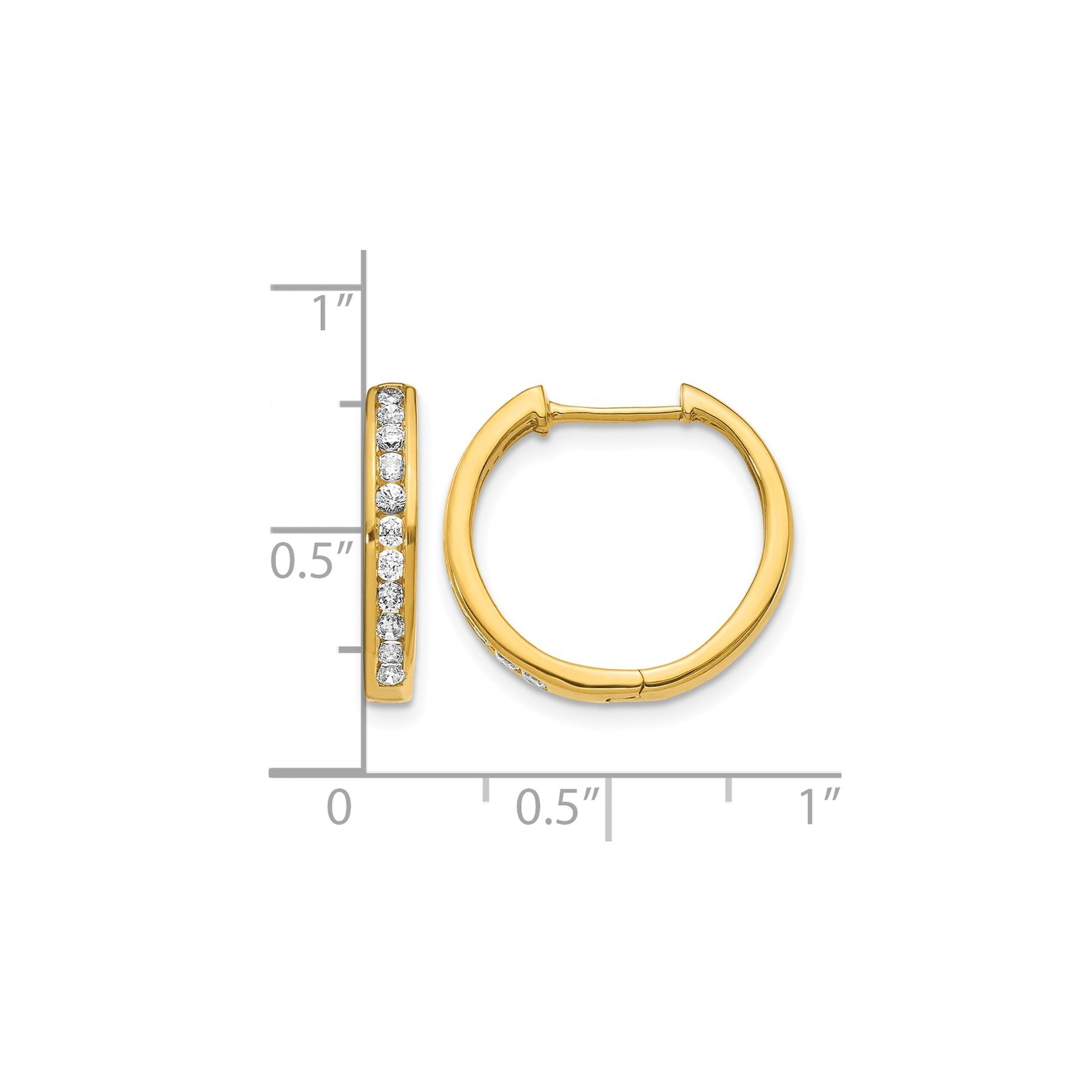 14K Yellow Gold Lab Grown Diamond Hinged Tennis Hoop Earrings 0.44 Ct