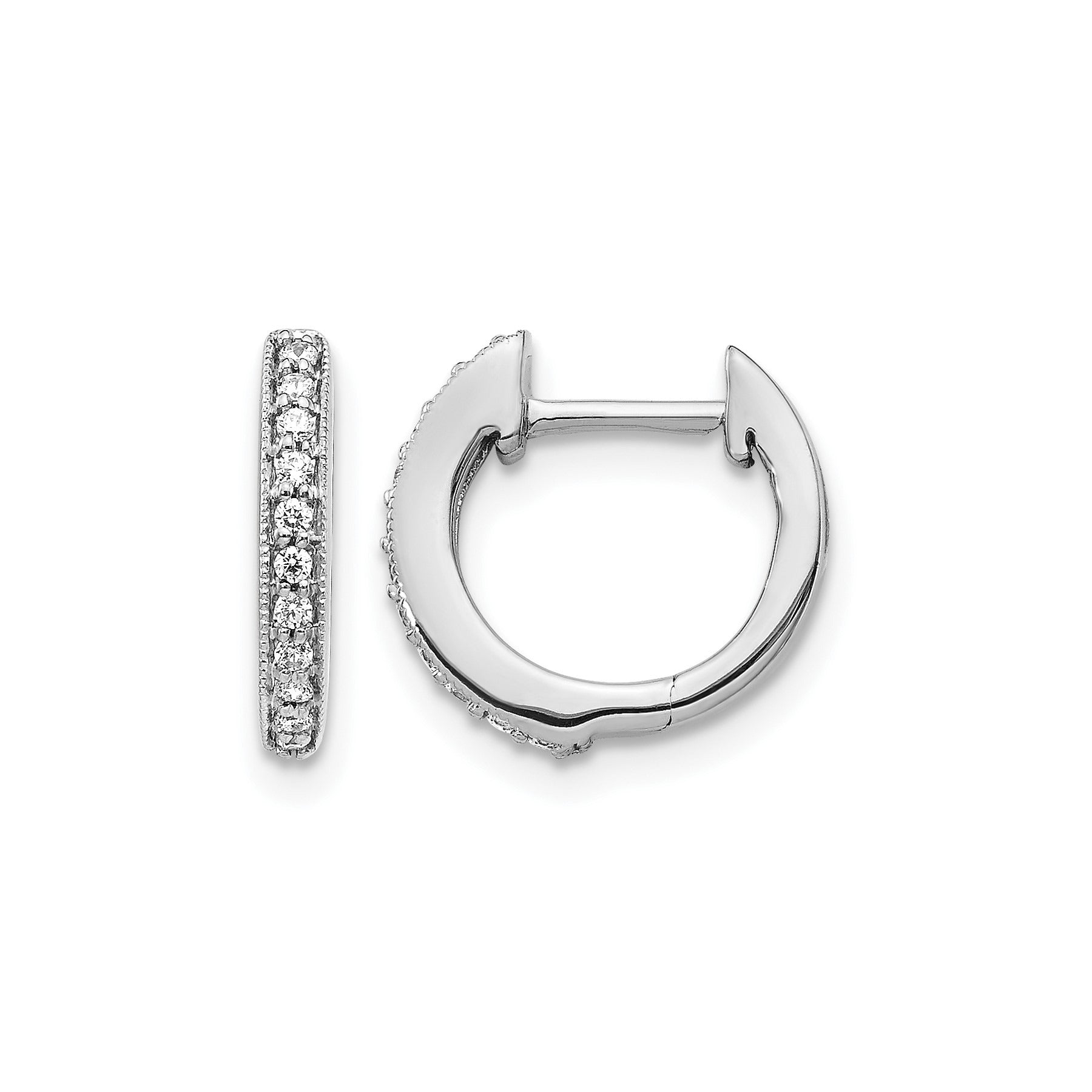Lab Grown Diamond Hinged Hoop Earrings 14k White Gold