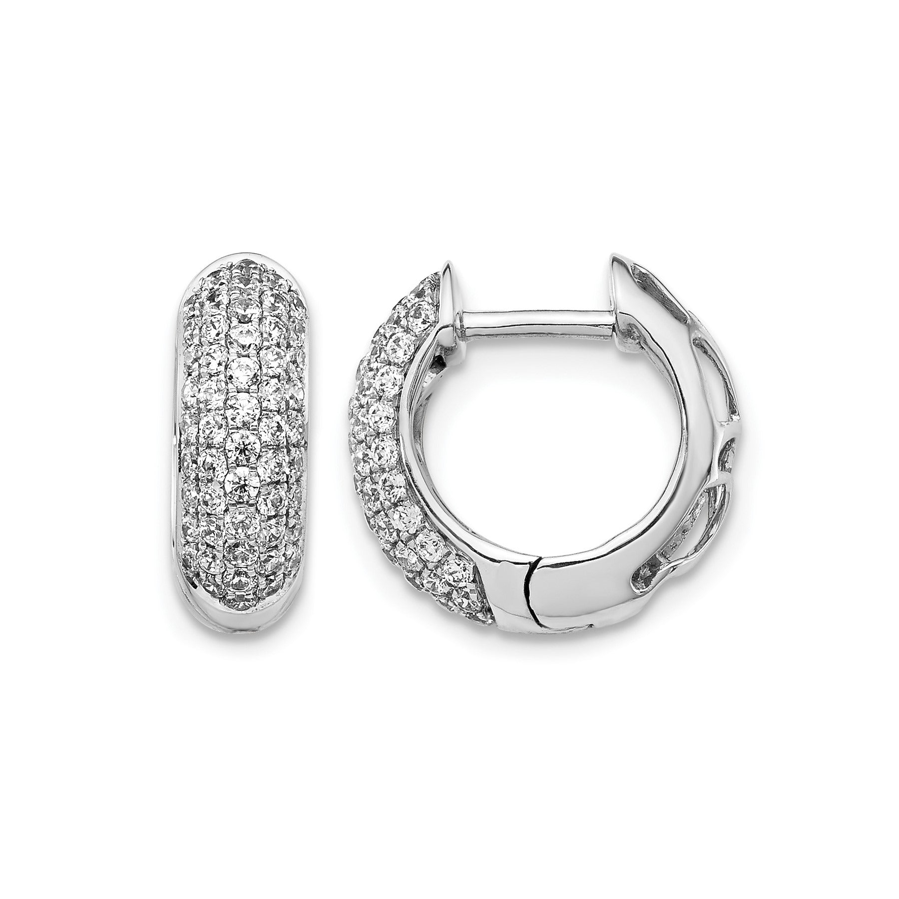 Lab Grown Diamond Hinged Hoop Cluster Earrings 14k White Gold 0.75 Ct
