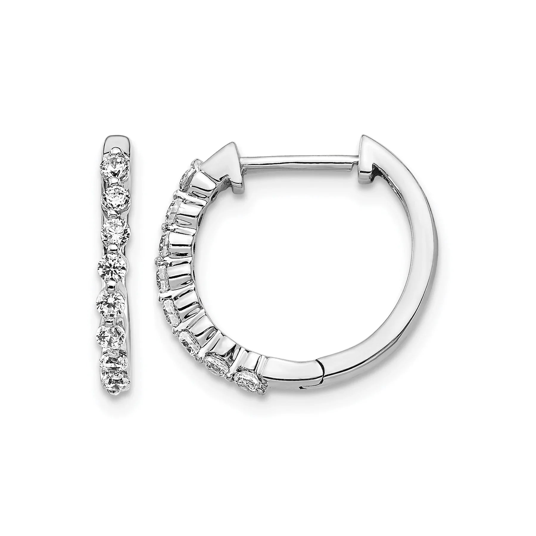 14k Gold Lab Grown Diamond Hinged Hoop Earrings - Fine Diamond