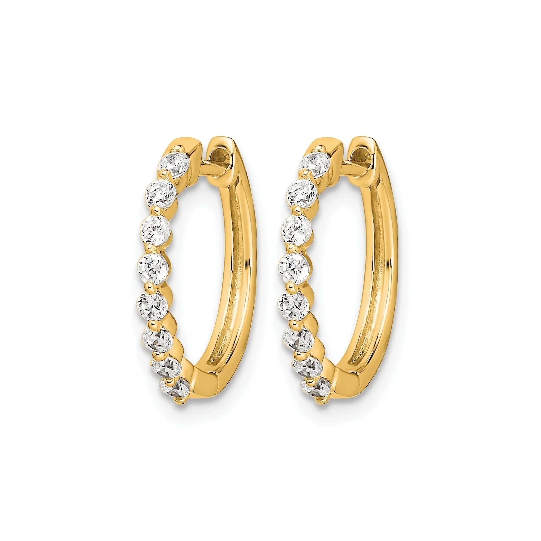 14k Gold Lab Grown Diamond Hinged Hoop Earrings - Fine Diamond