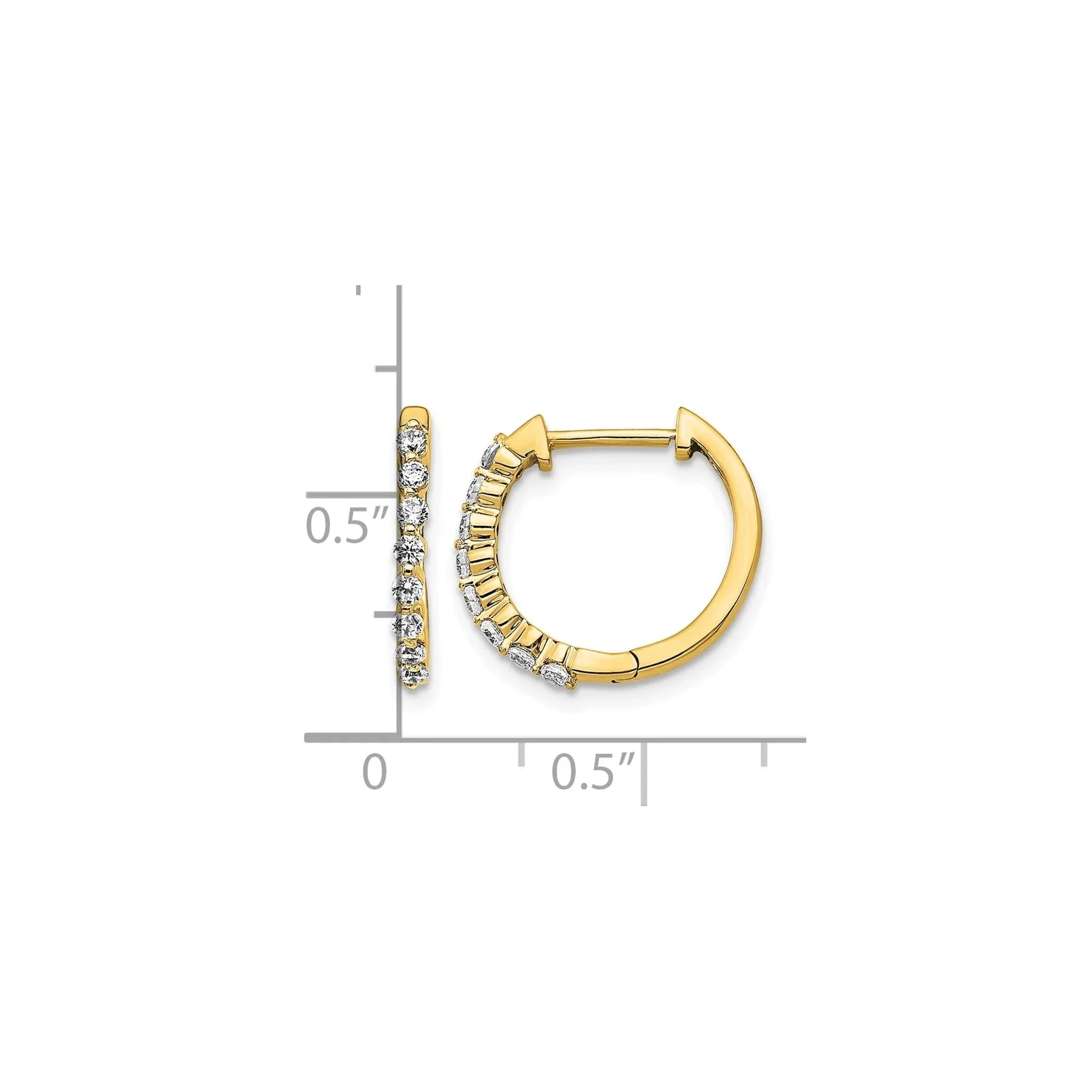 14k Gold Lab Grown Diamond Hinged Hoop Earrings - Fine Diamond