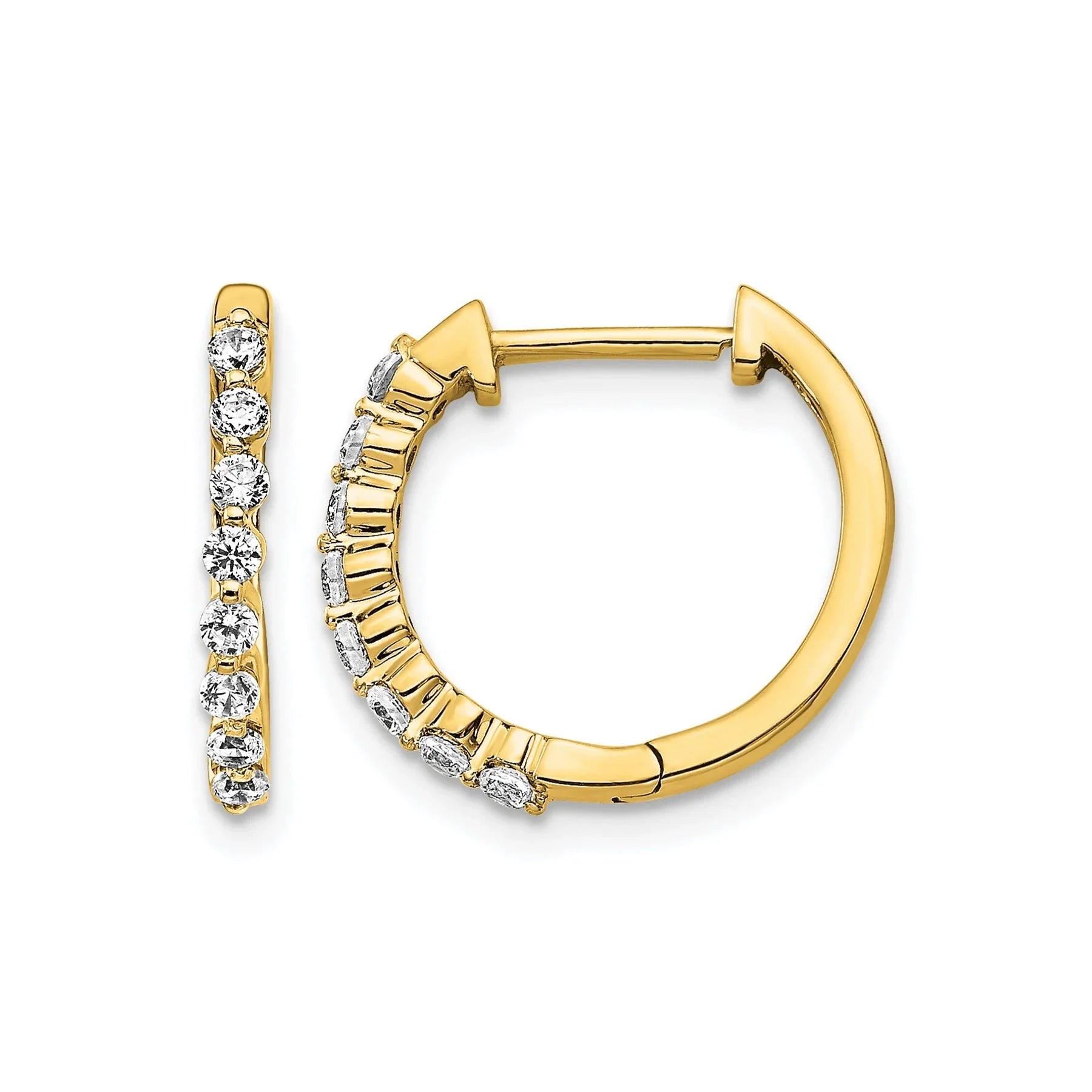 14k Gold Lab Grown Diamond Hinged Hoop Earrings - Fine Diamond