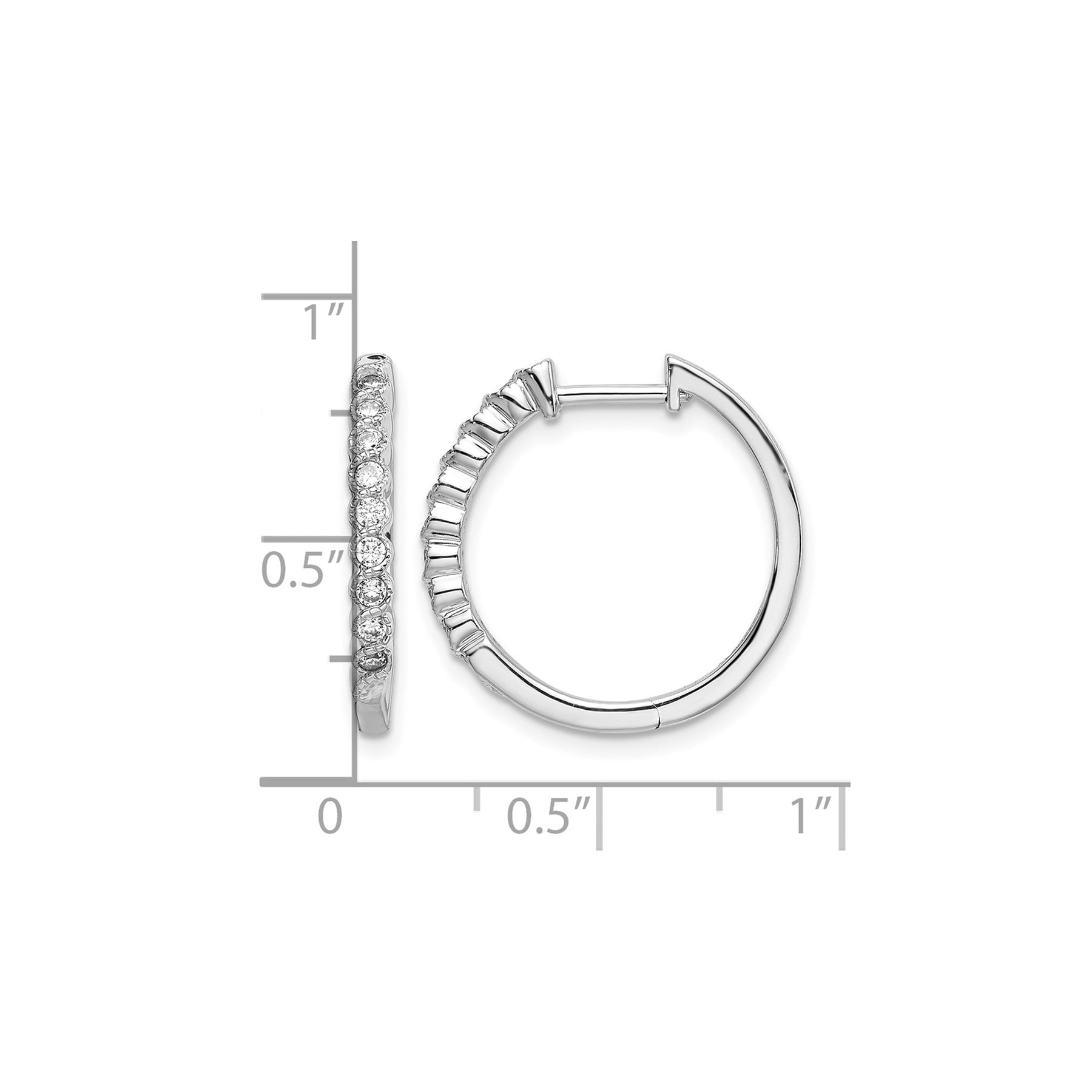 14k White Gold Lab Diamond Hinged Hoop Earrings 0.25 Ct.