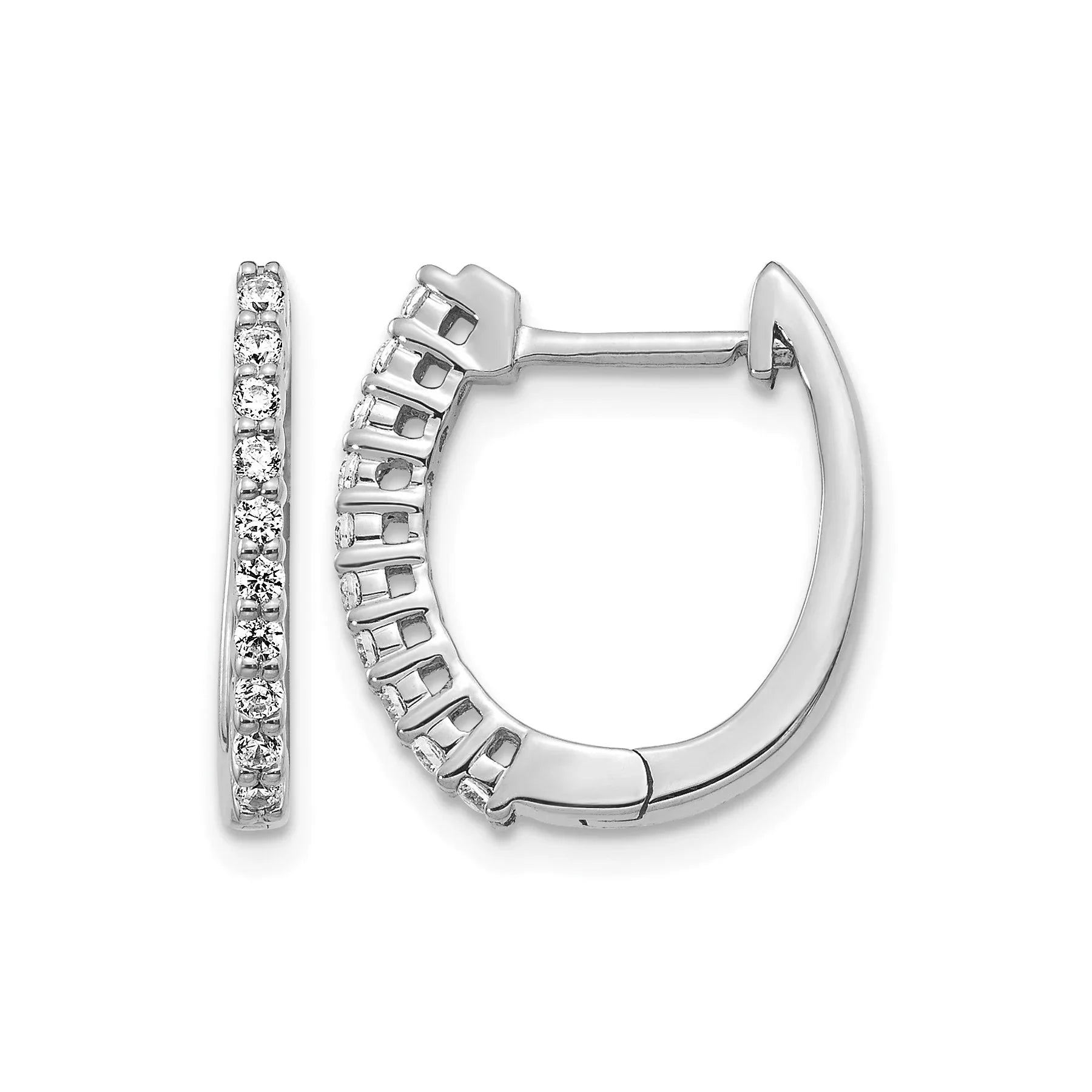 14k Gold Lab Grown Diamond Hinged Hoop Earrings - Fine Diamond