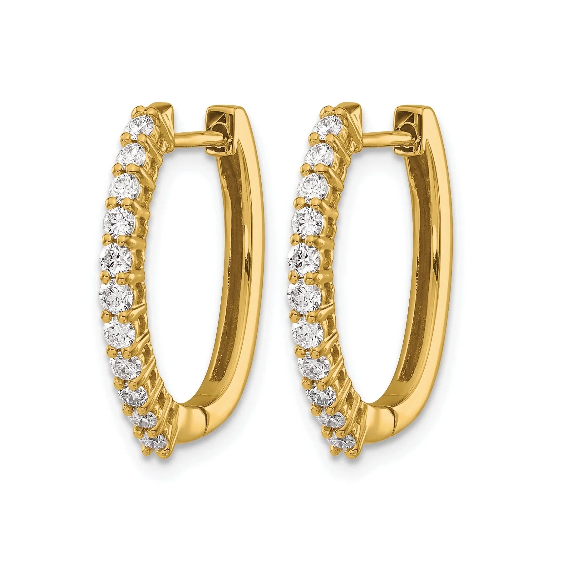 14k Gold Lab Grown Diamond Hinged Hoop Earrings - Fine Diamond