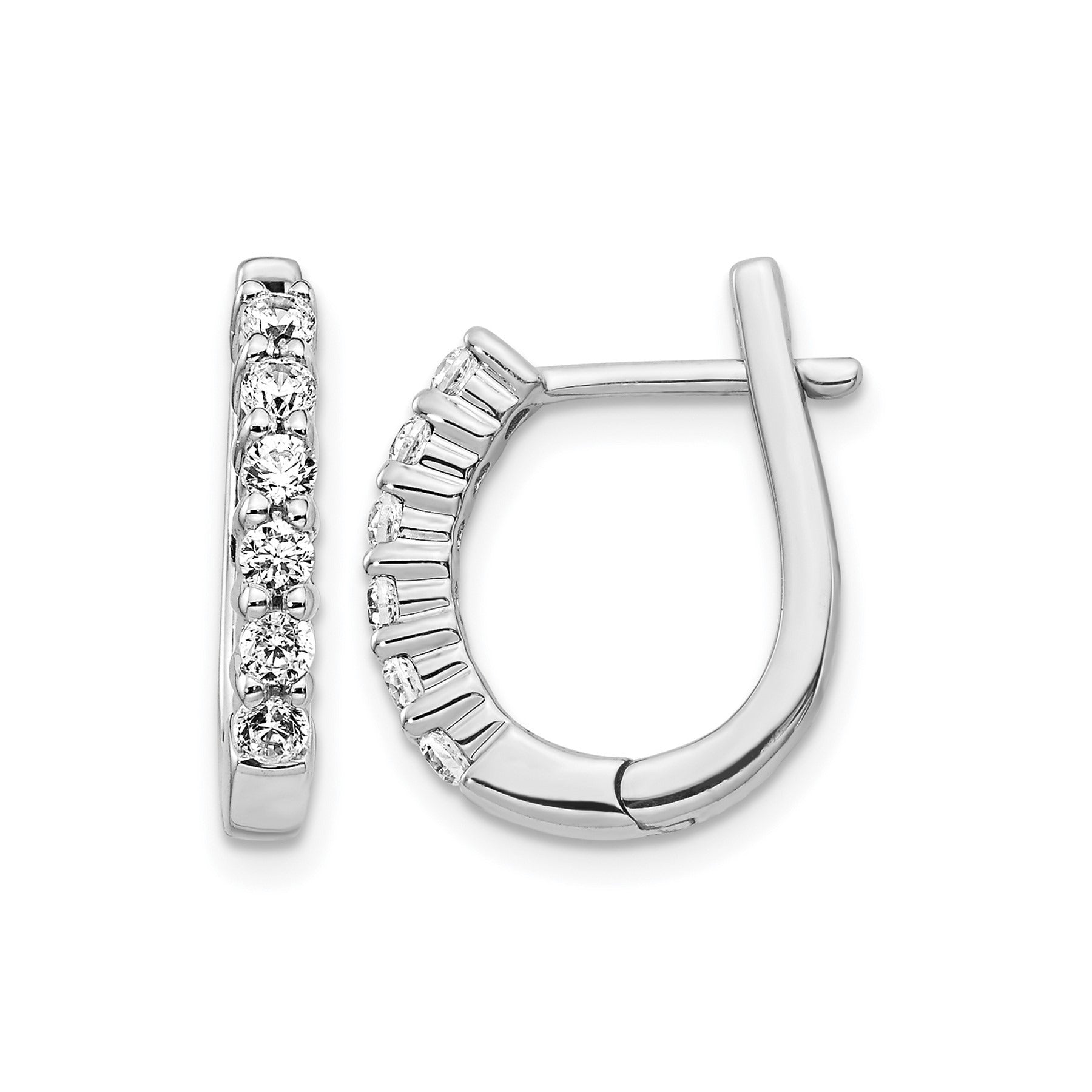 14k Yellow/ White Gold Diamond Hinged Hoop Earrings