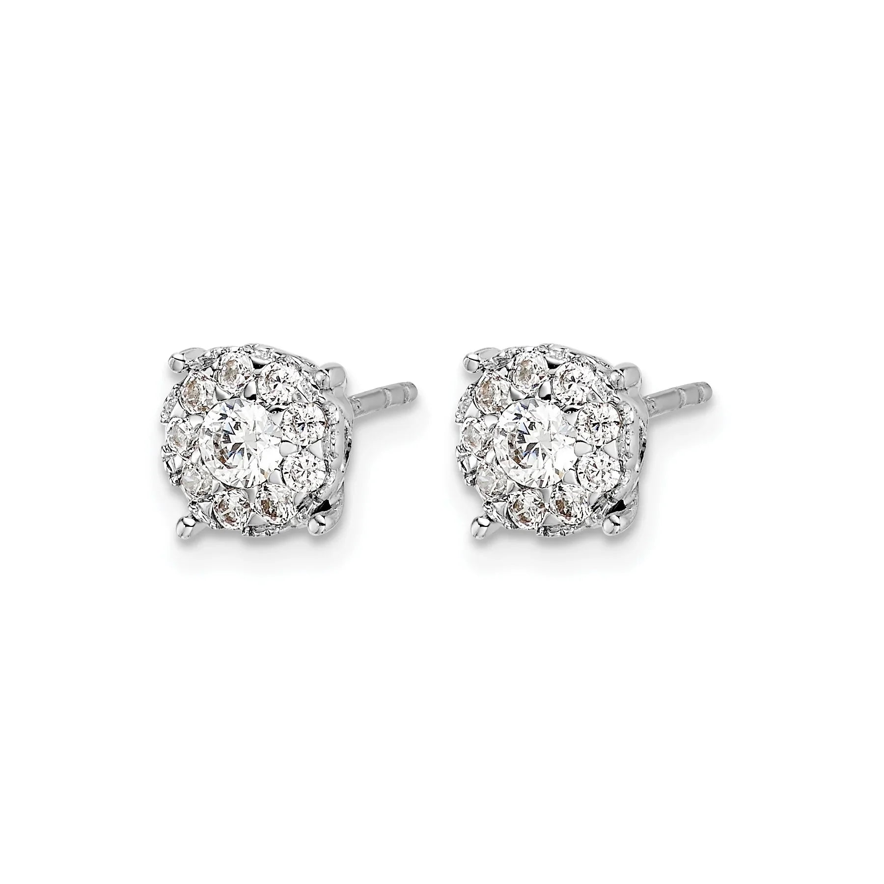 Lab Grown Diamond Halo Stud Earrings 14k White Gold - Fine Diamond