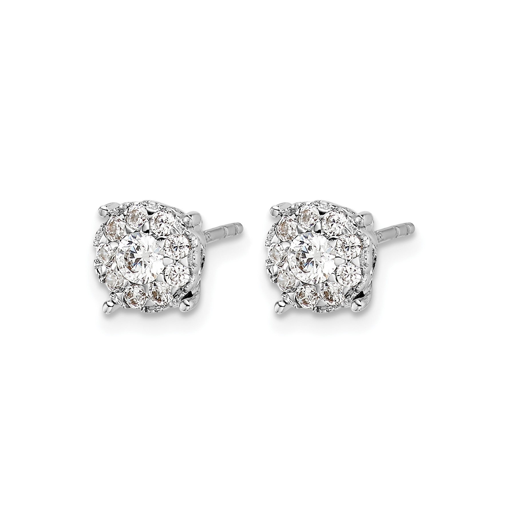 14k White Gold Lab Grown Diamond Halo Stud Earrings 1 Ct