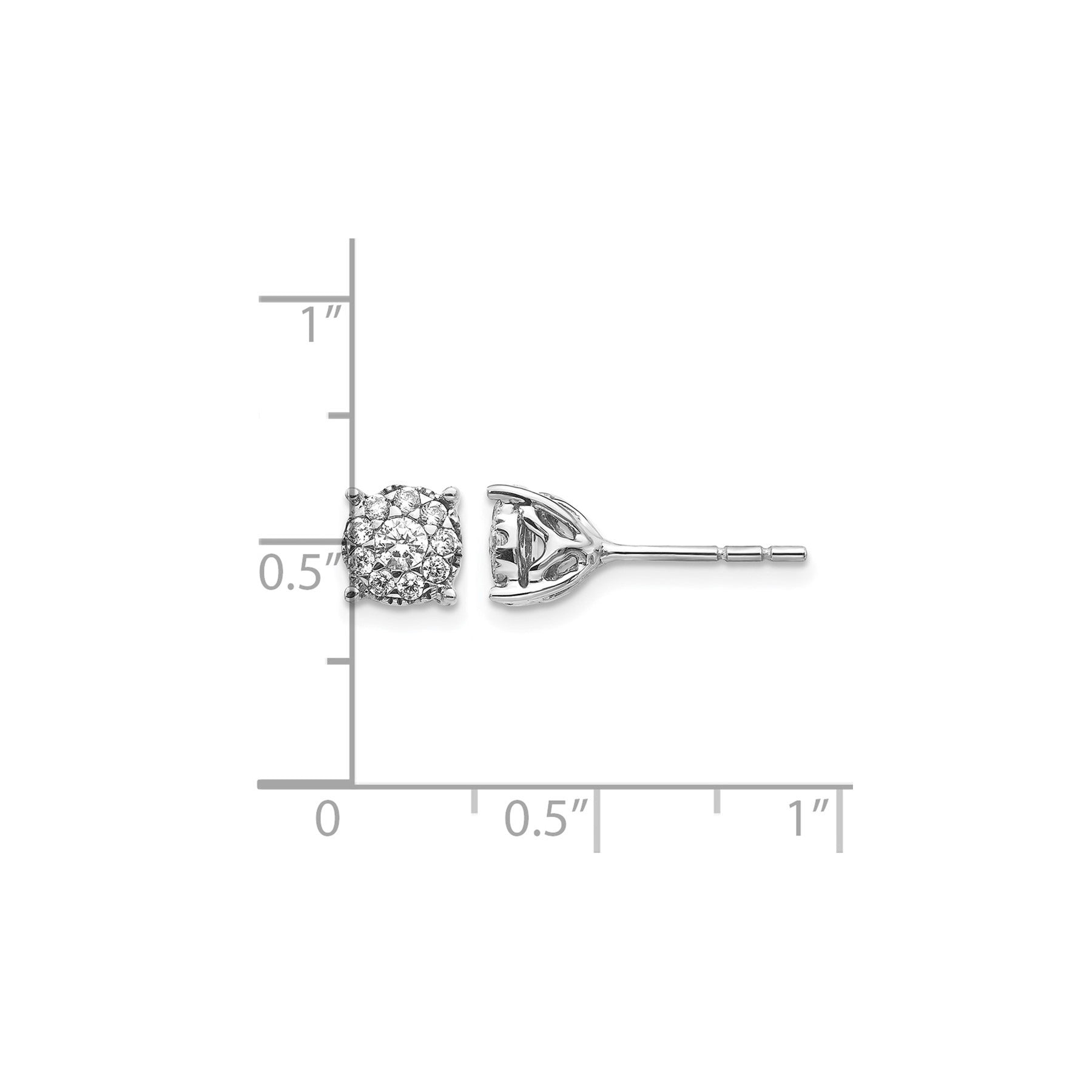 14k White Gold Lab Grown Diamond Halo Stud Earrings 1 Ct