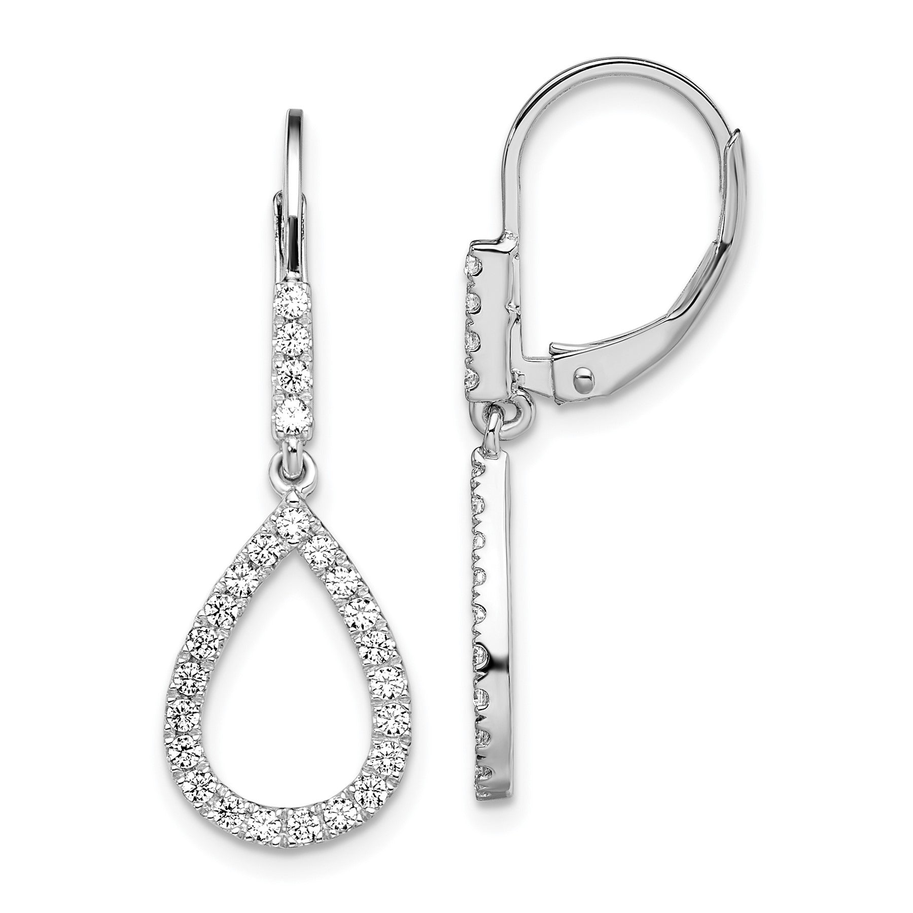 14k White Gold Lab Grown Diamond Fashion Dangle Leverback Earrings