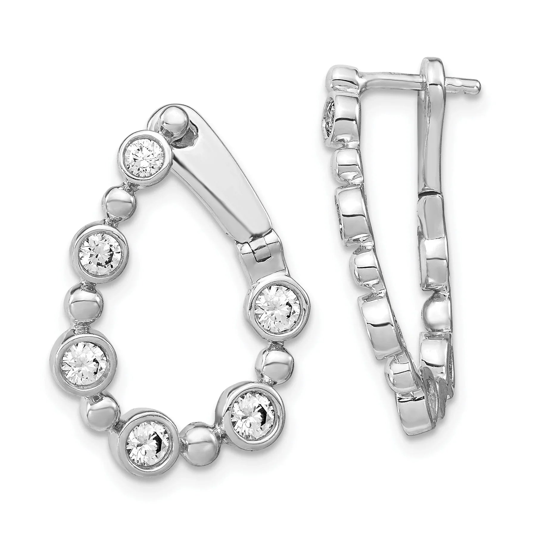 14k White Gold Lab Grown Diamond Hinged Hoop Earrings 1 carat - Fine Diamond