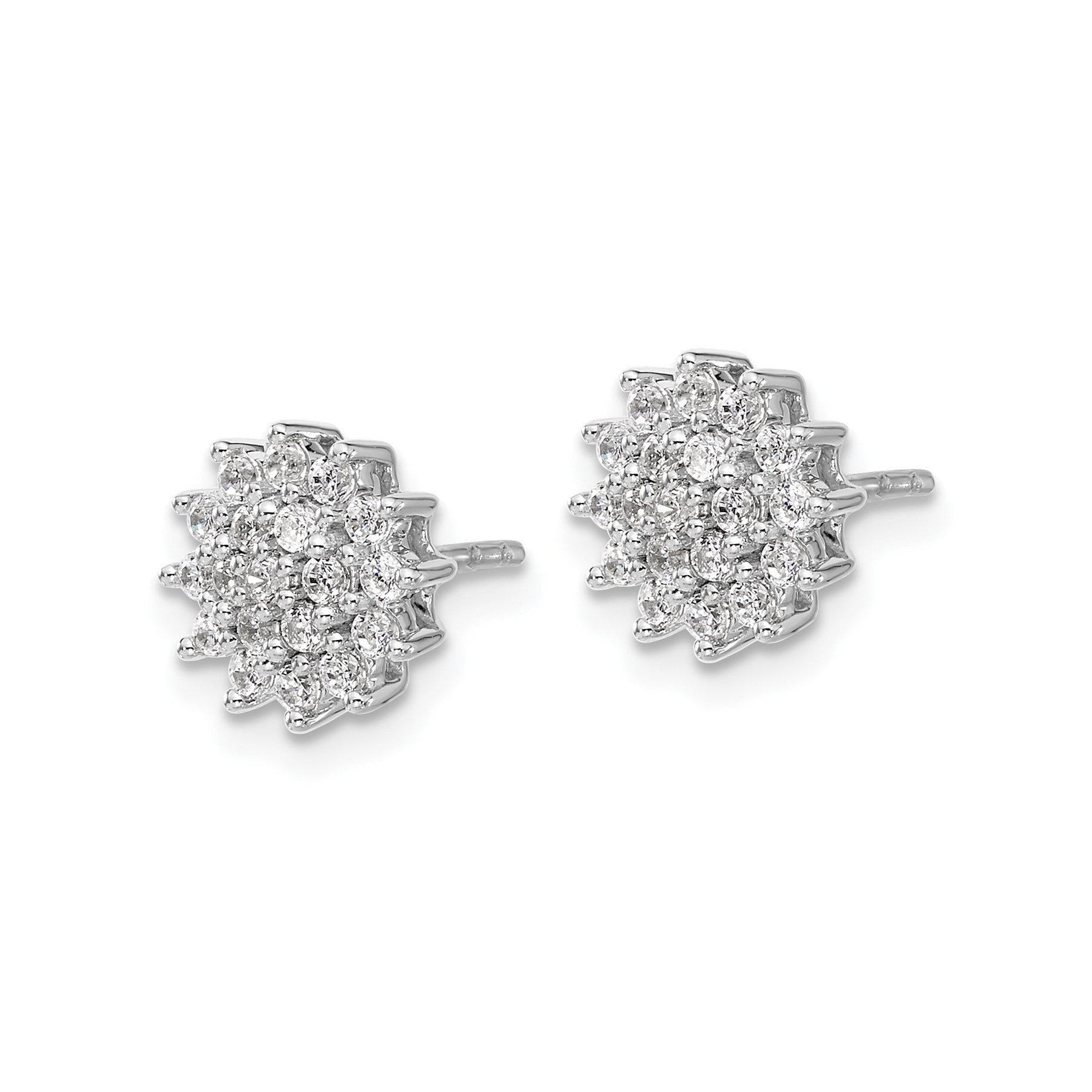 14k Gold Lab Grown Diamond Cluster Stud Earrings 0.5 Ct
