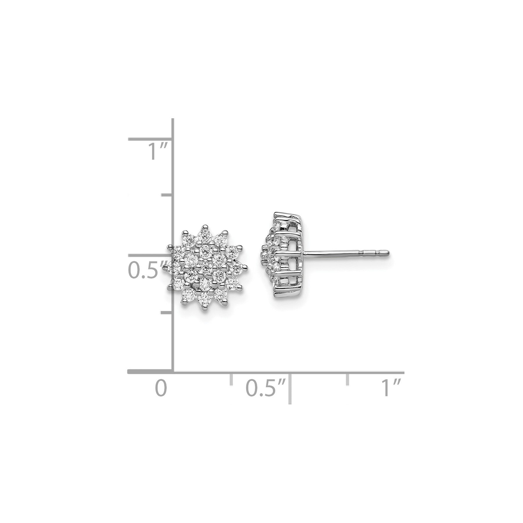14k Gold Lab Grown Diamond Cluster Stud Earrings 0.5 Ct
