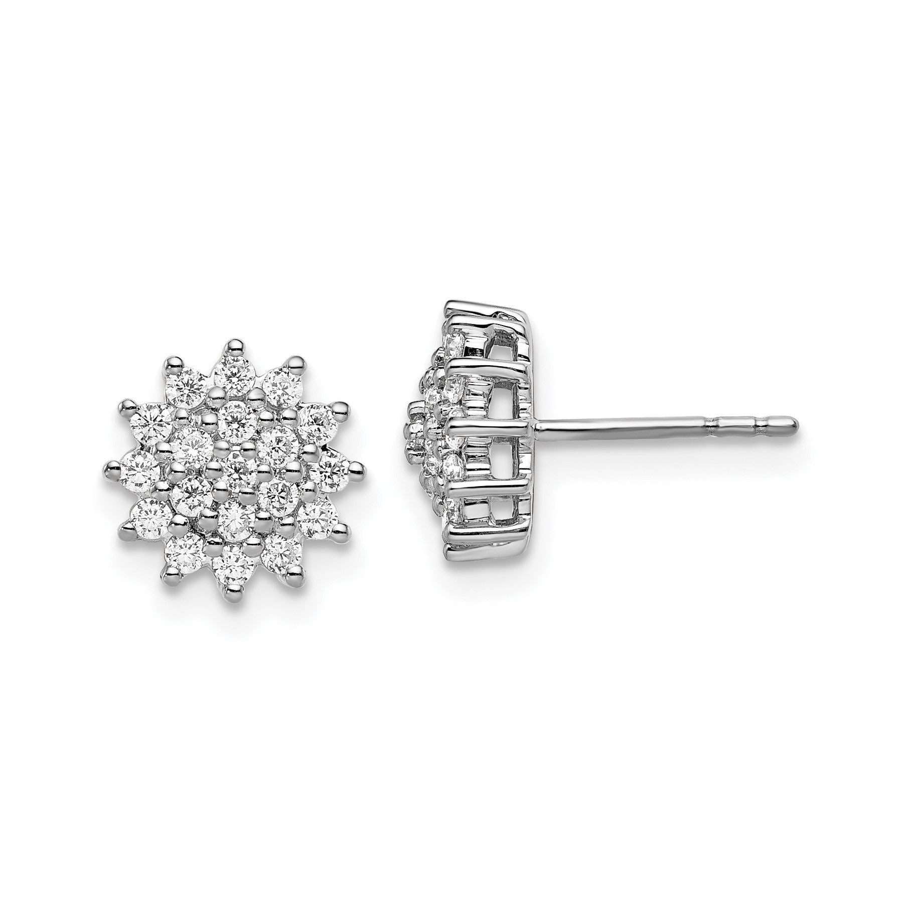 14k Gold Lab Grown Diamond Cluster Stud Earrings 0.5 Ct